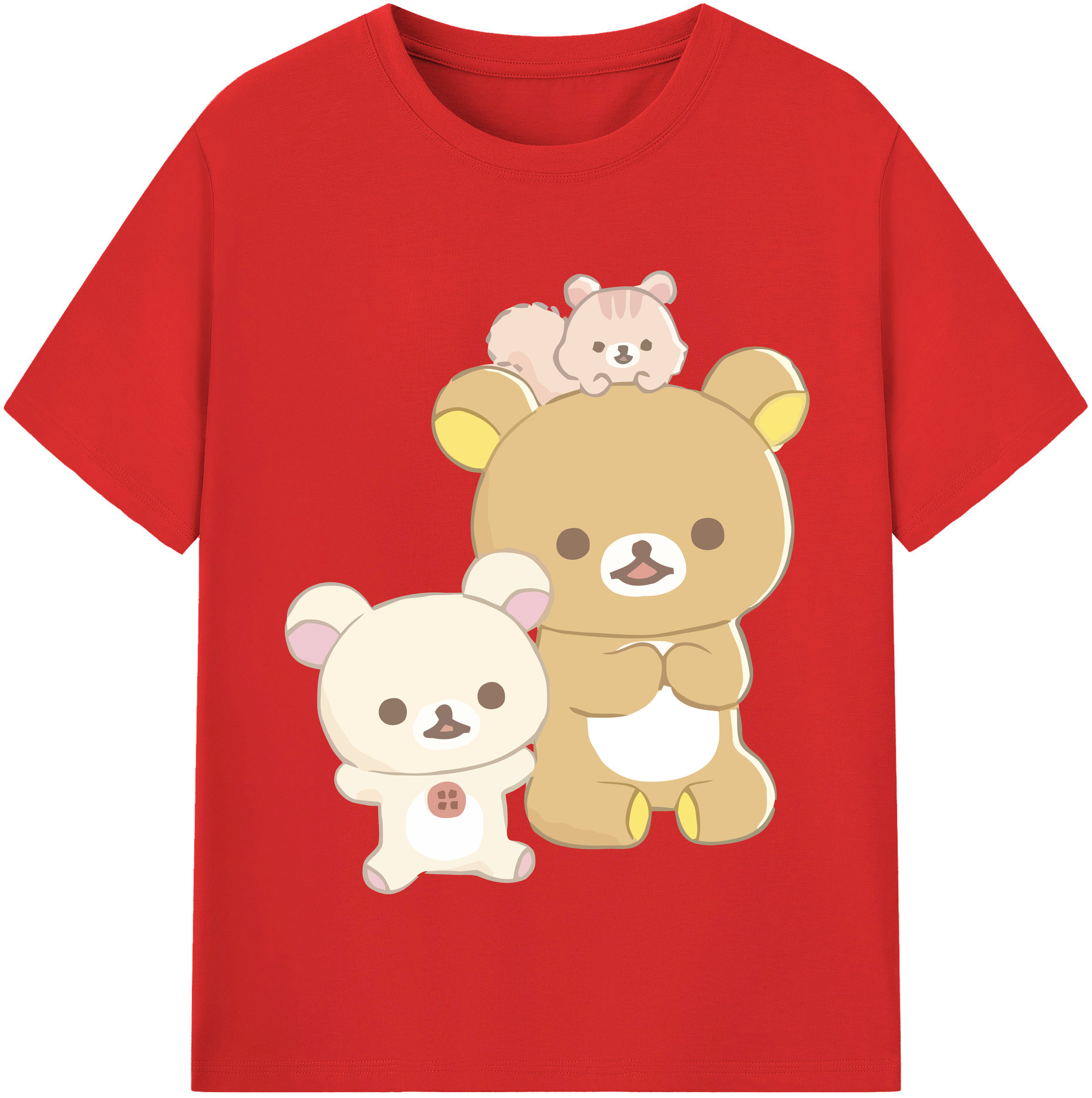 （画像用） リラックマ リラックマ キイロイトリ Rilakkuma Korilakkuma Kiiroitori 綿100％半袖Tシャツ（フロントプリント）