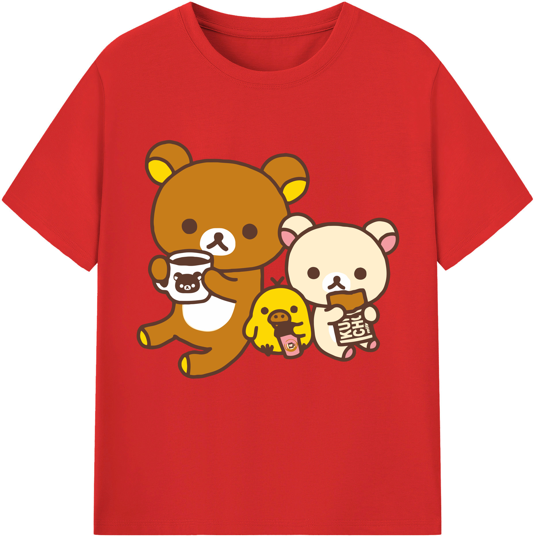 （画像用） リラックマ リラックマ キイロイトリ Rilakkuma Korilakkuma Kiiroitori 綿100％半袖Tシャツ（フロントプリント）
