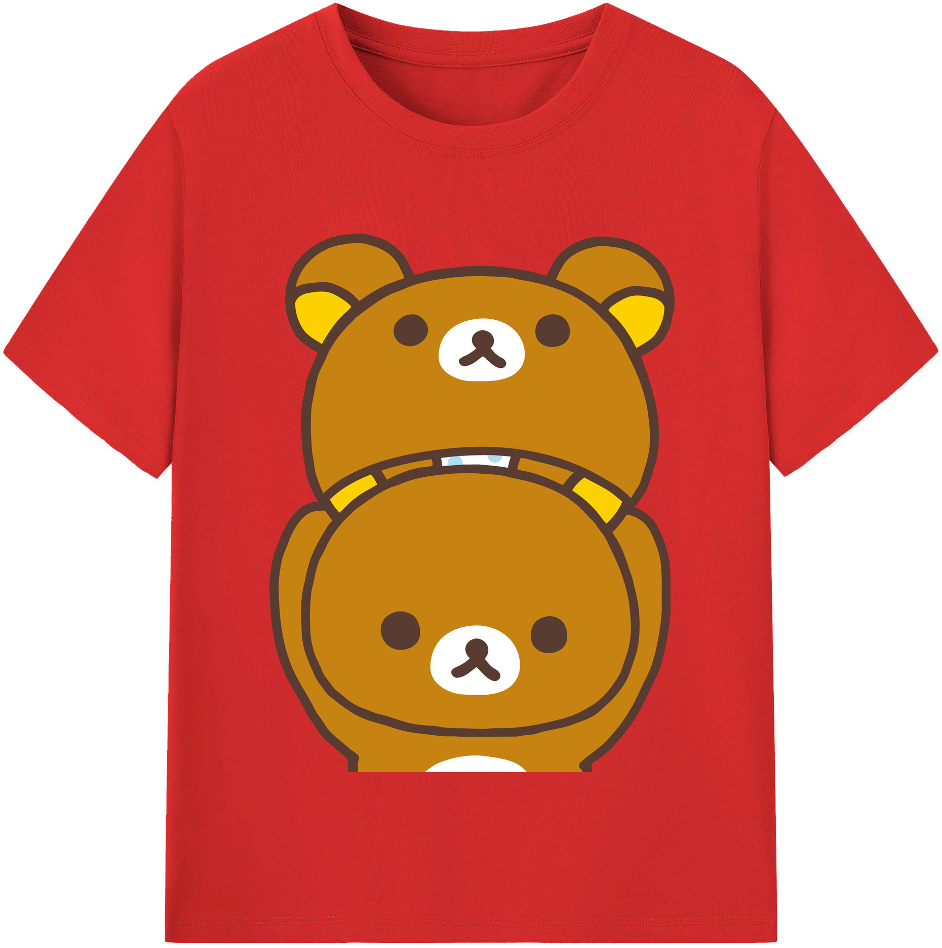 （画像用） リラックマ リラックマ キイロイトリ Rilakkuma Korilakkuma Kiiroitori 綿100％半袖Tシャツ（フロントプリント）