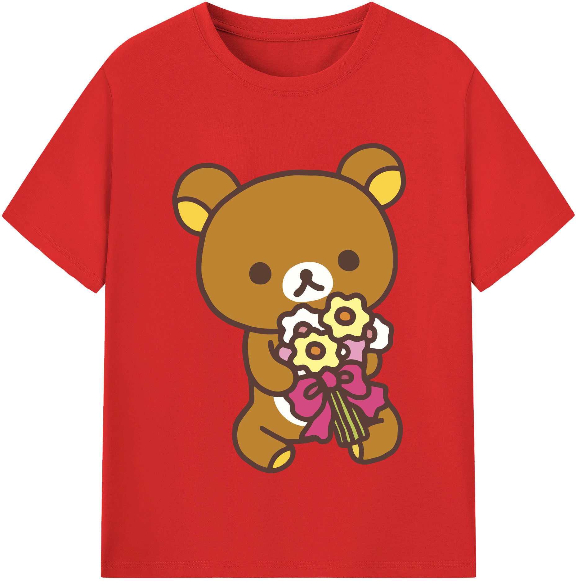 （画像用） リラックマ リラックマ キイロイトリ Rilakkuma Korilakkuma Kiiroitori 綿100％半袖Tシャツ（フロントプリント）