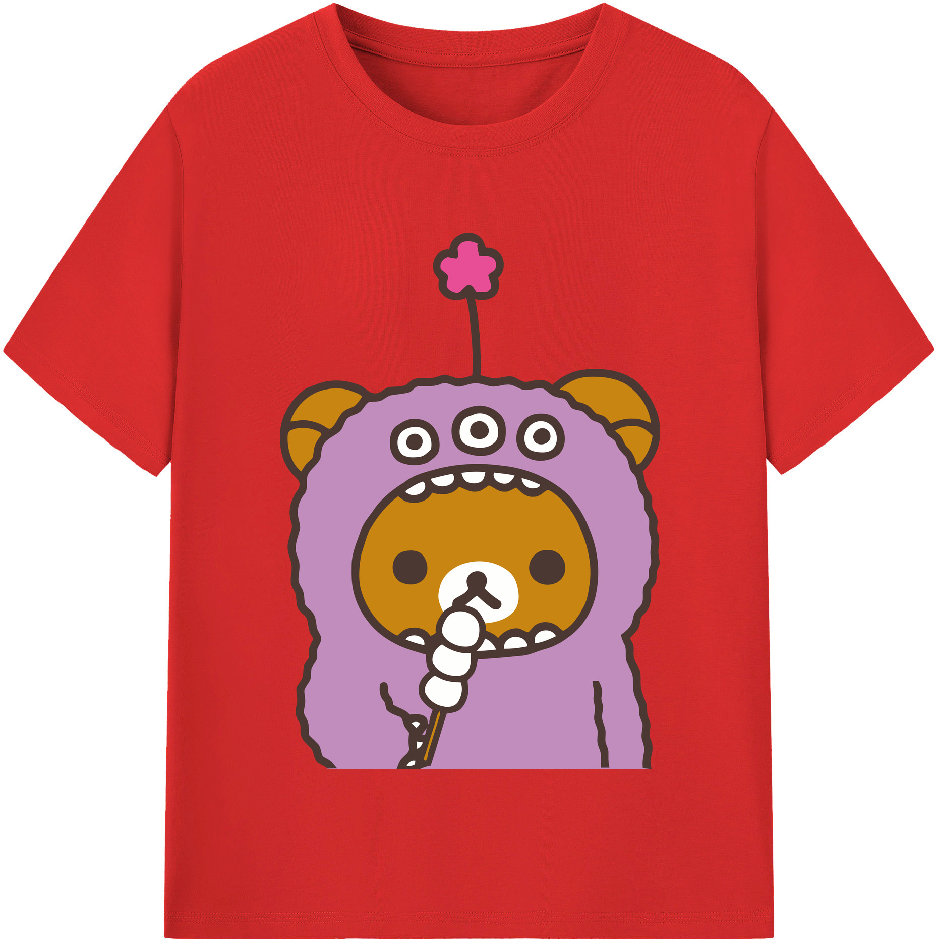 （画像用） リラックマ リラックマ キイロイトリ Rilakkuma Korilakkuma Kiiroitori 綿100％半袖Tシャツ（フロントプリント）