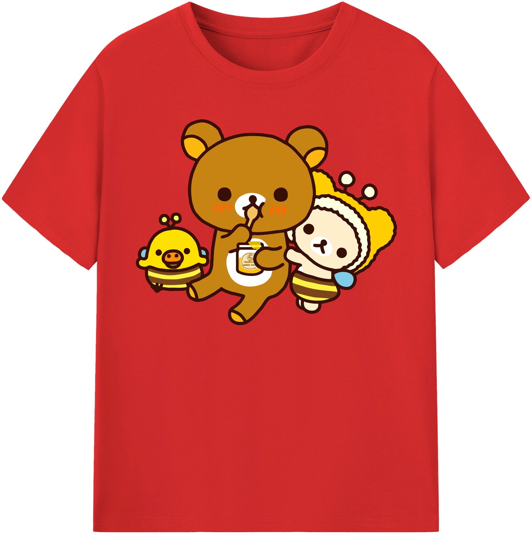 （画像用） リラックマ リラックマ キイロイトリ Rilakkuma Korilakkuma Kiiroitori 綿100％半袖Tシャツ（フロントプリント）