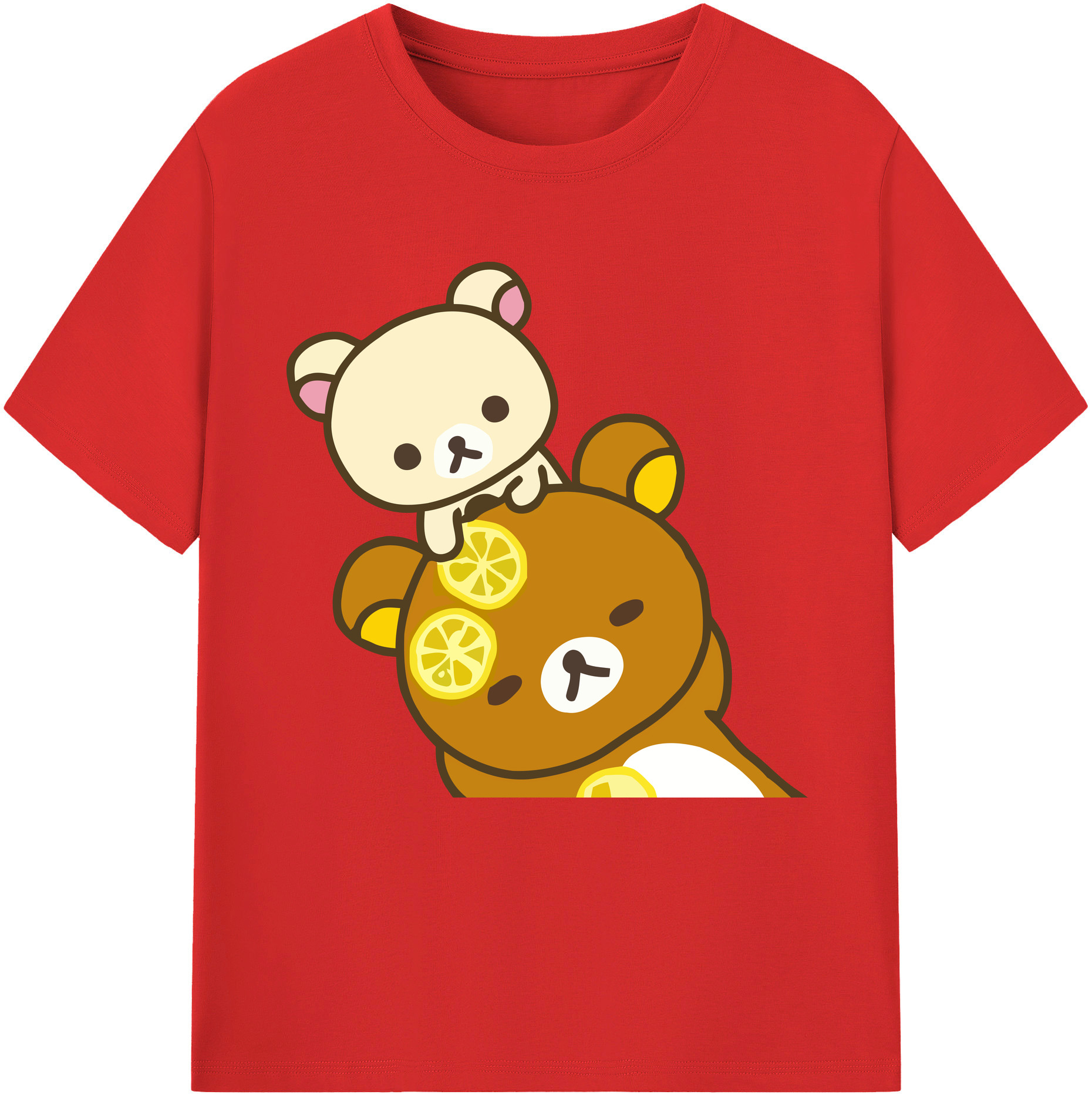 （画像用） リラックマ リラックマ キイロイトリ Rilakkuma Korilakkuma Kiiroitori 綿100％半袖Tシャツ（フロントプリント）