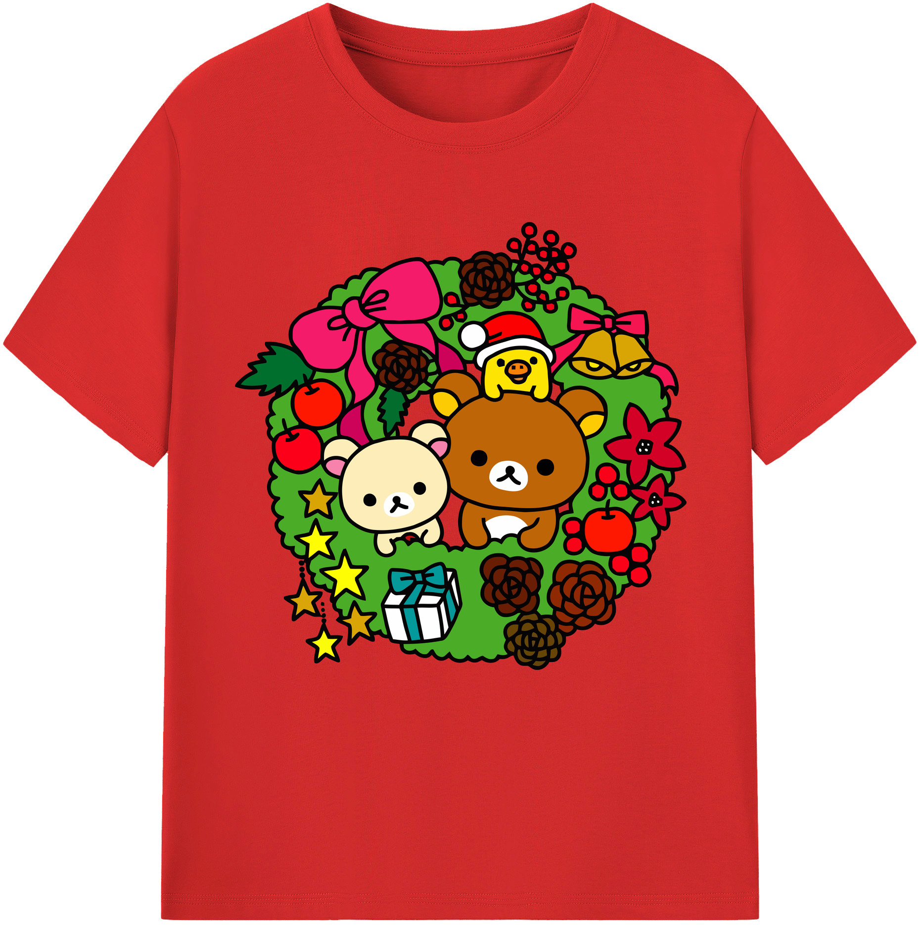（画像用） リラックマ リラックマ キイロイトリ Rilakkuma Korilakkuma Kiiroitori 綿100％半袖Tシャツ（フロントプリント）
