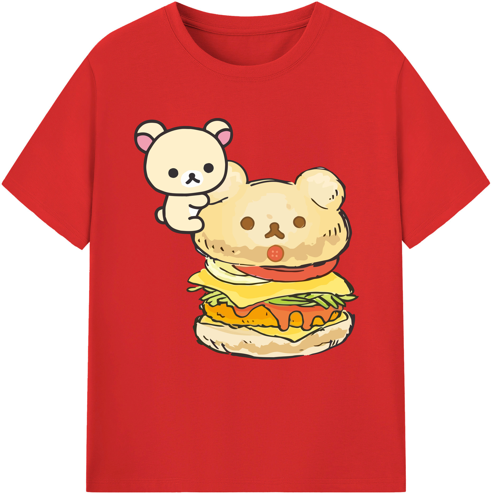 （画像用） リラックマ リラックマ キイロイトリ Rilakkuma Korilakkuma Kiiroitori 綿100％半袖Tシャツ（フロントプリント）