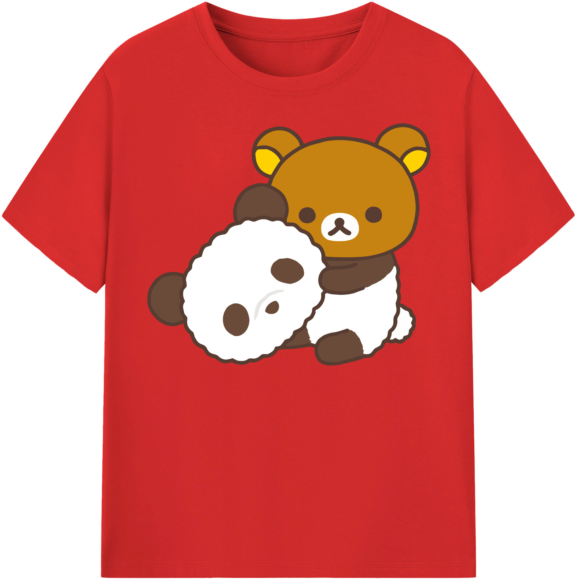 （画像用） リラックマ リラックマ キイロイトリ Rilakkuma Korilakkuma Kiiroitori 綿100％半袖Tシャツ（フロントプリント）