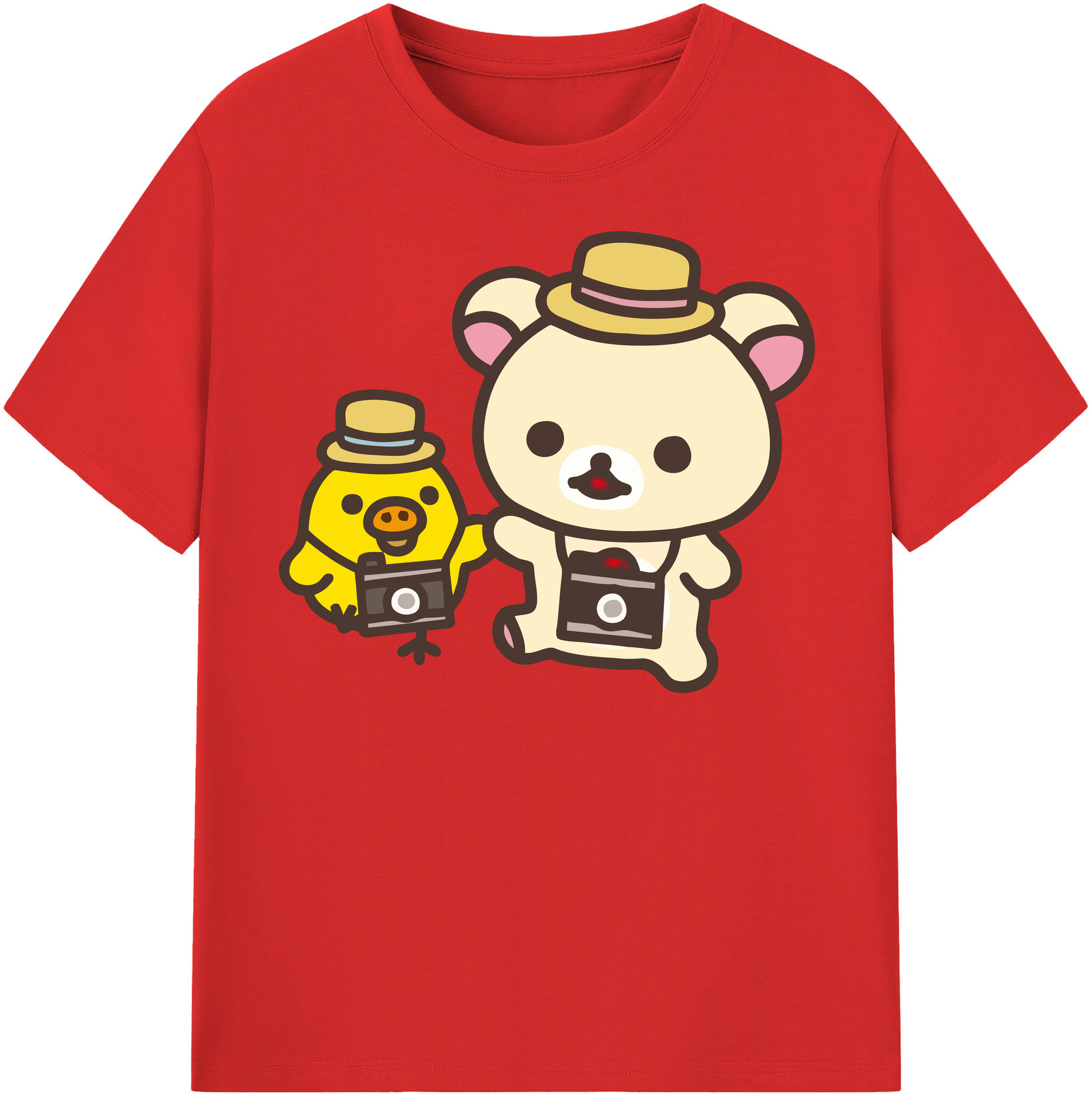 （画像用） リラックマ リラックマ キイロイトリ Rilakkuma Korilakkuma Kiiroitori 綿100％半袖Tシャツ（フロントプリント）
