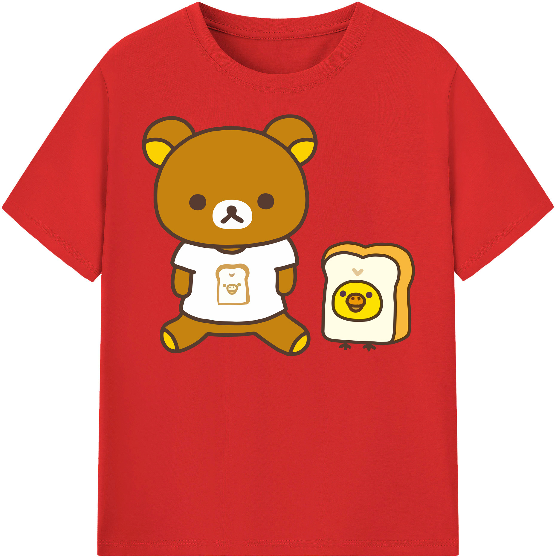 （画像用） リラックマ リラックマ キイロイトリ Rilakkuma Korilakkuma Kiiroitori 綿100％半袖Tシャツ（フロントプリント）