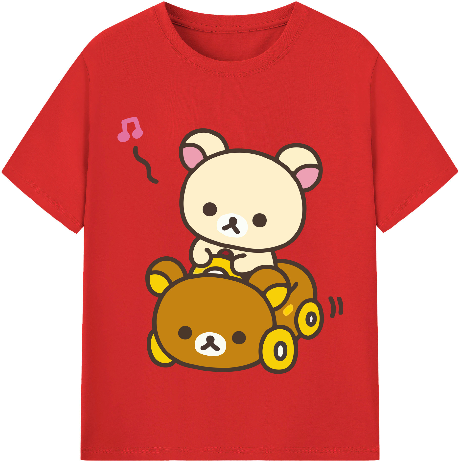 （画像用） リラックマ リラックマ キイロイトリ Rilakkuma Korilakkuma Kiiroitori 綿100％半袖Tシャツ（フロントプリント）