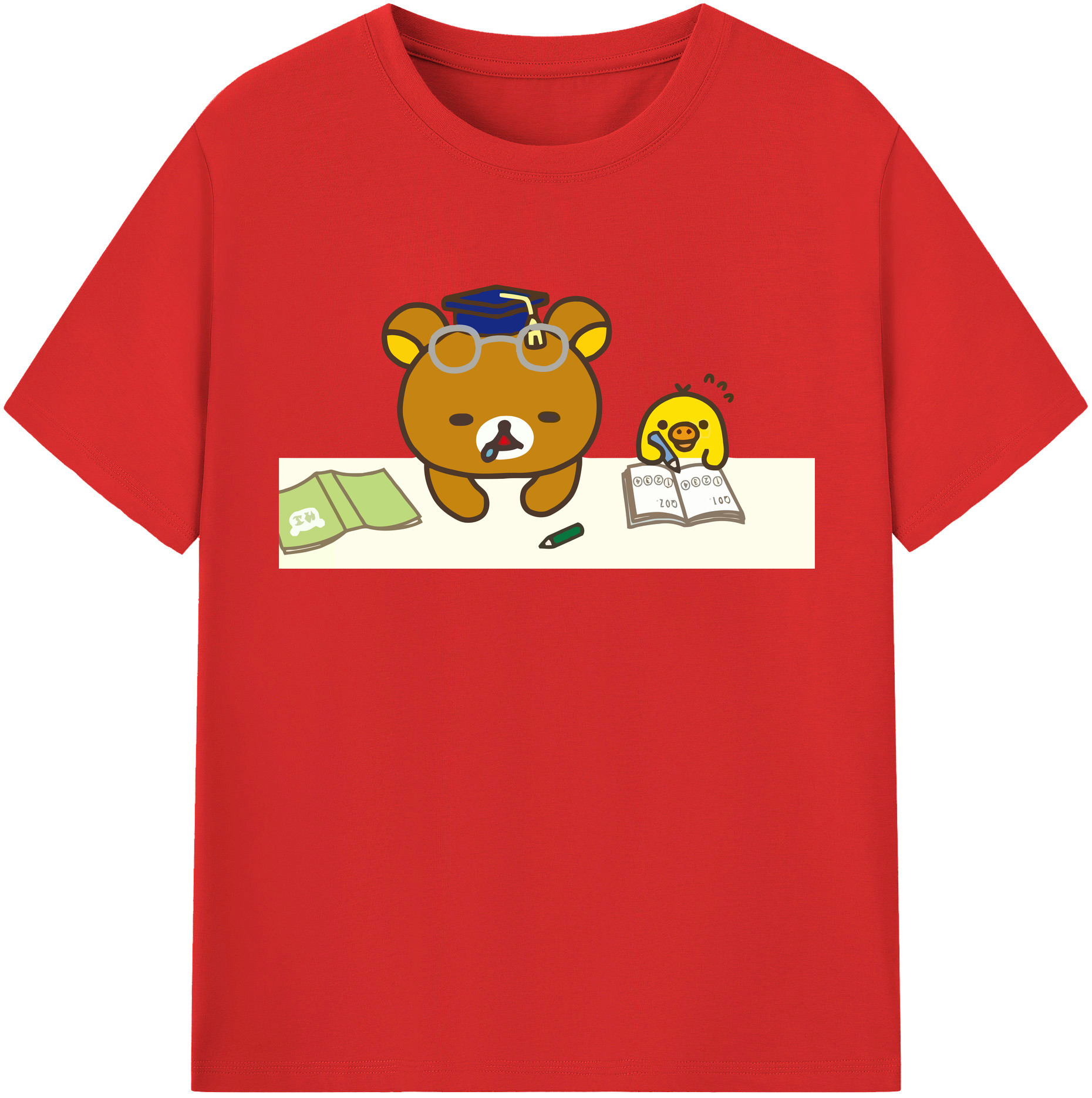 （画像用） リラックマ リラックマ キイロイトリ Rilakkuma Korilakkuma Kiiroitori 綿100％半袖Tシャツ（フロントプリント）