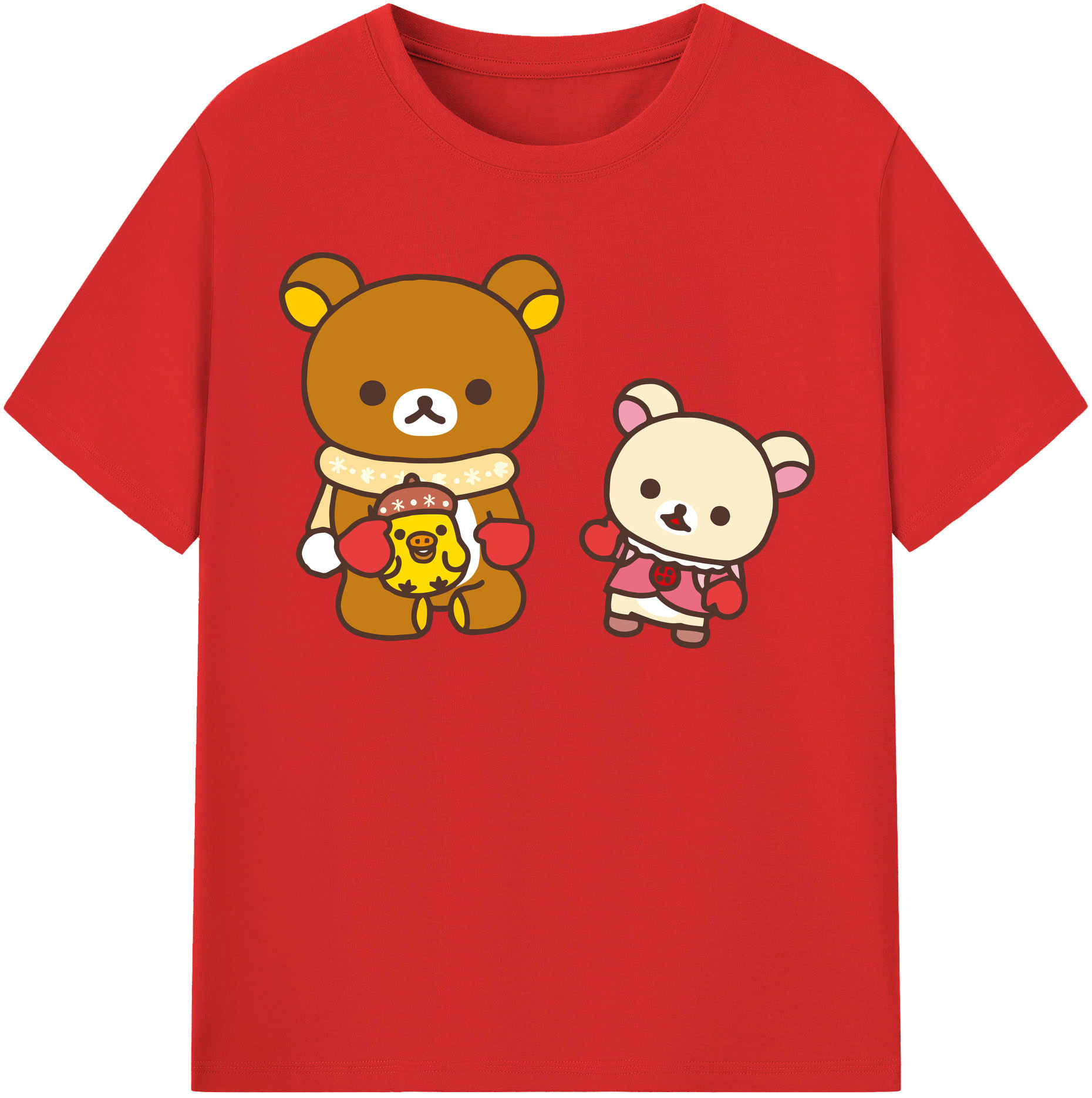 （画像用） リラックマ リラックマ キイロイトリ Rilakkuma Korilakkuma Kiiroitori 綿100％半袖Tシャツ（フロントプリント）