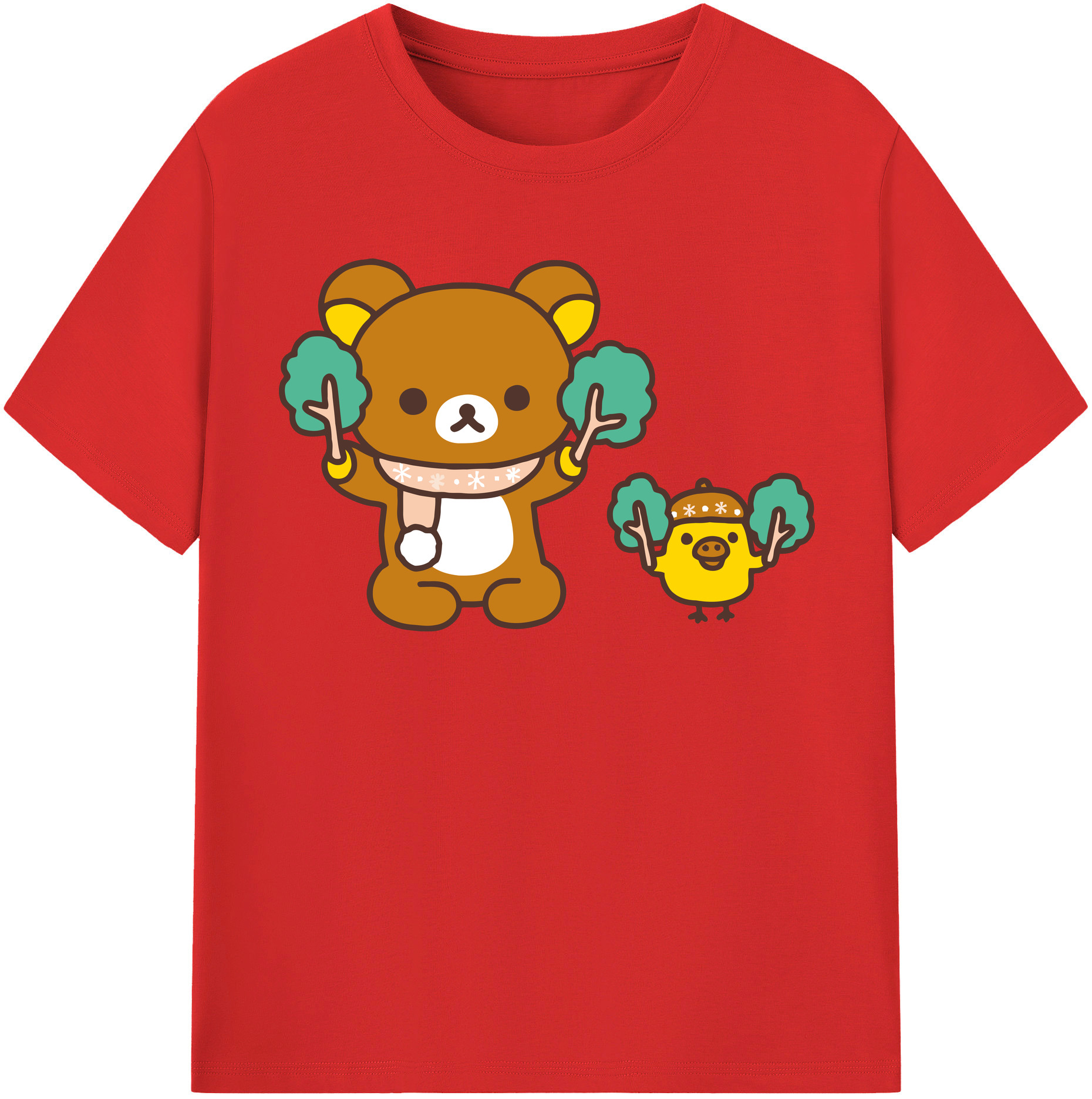 （画像用） リラックマ リラックマ キイロイトリ Rilakkuma Korilakkuma Kiiroitori 綿100％半袖Tシャツ（フロントプリント）