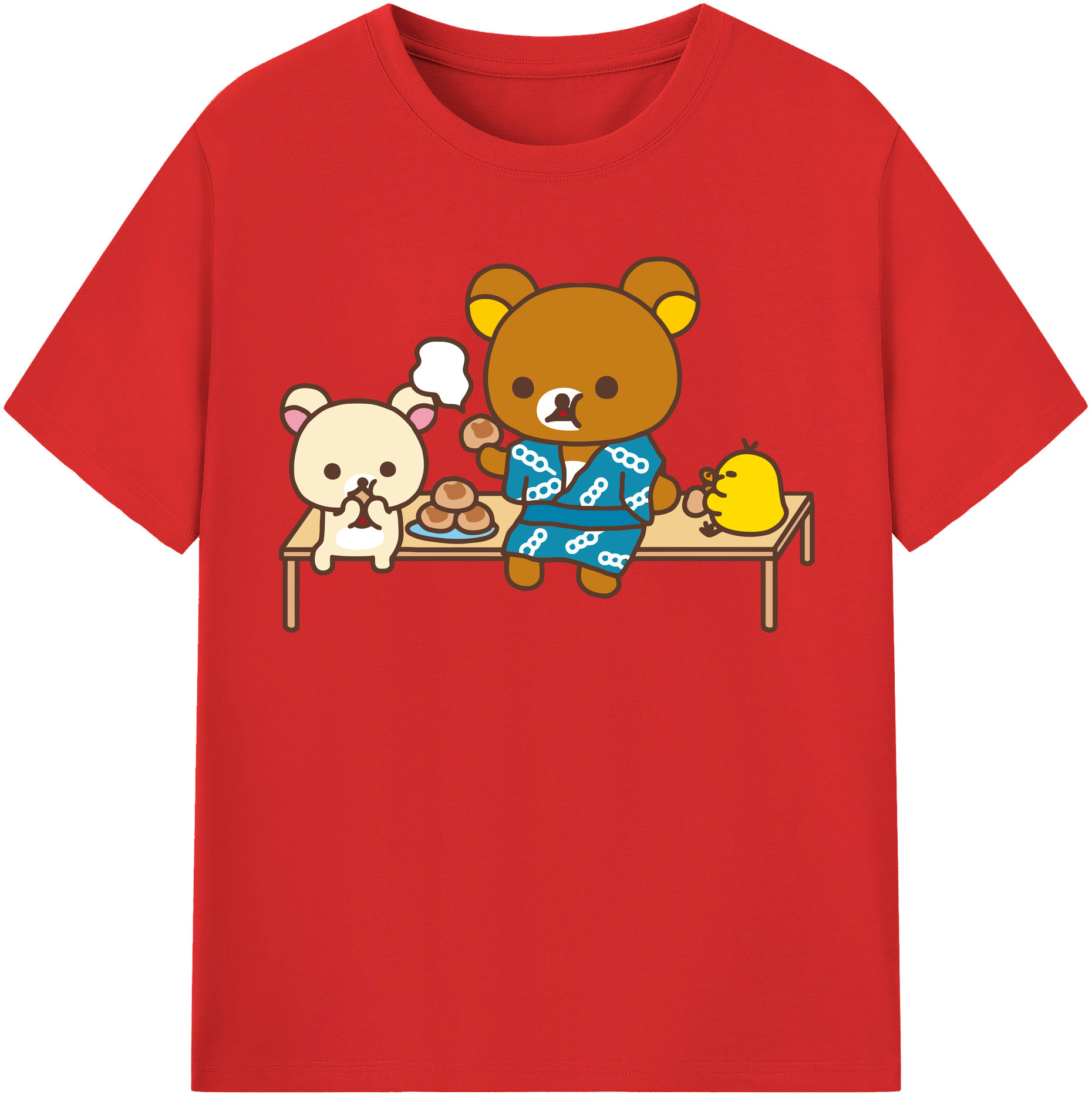 （画像用） リラックマ リラックマ キイロイトリ Rilakkuma Korilakkuma Kiiroitori 綿100％半袖Tシャツ（フロントプリント）