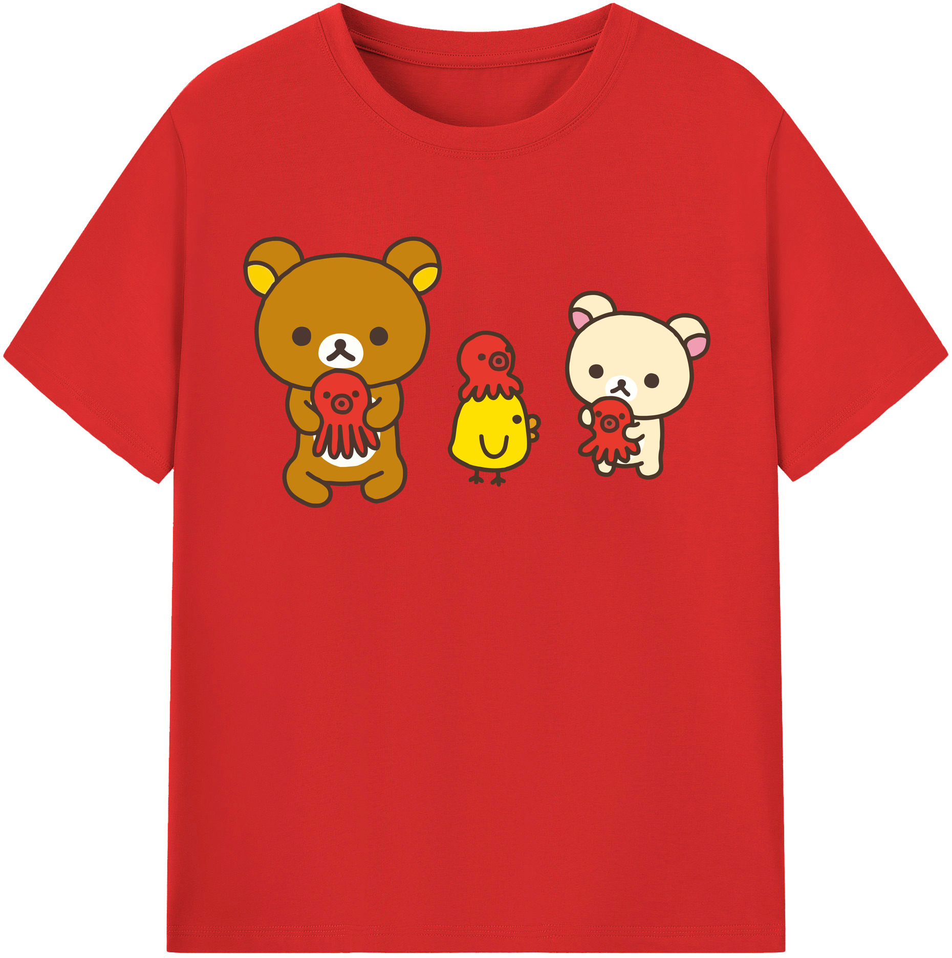 （画像用） リラックマ リラックマ キイロイトリ Rilakkuma Korilakkuma Kiiroitori 綿100％半袖Tシャツ（フロントプリント）