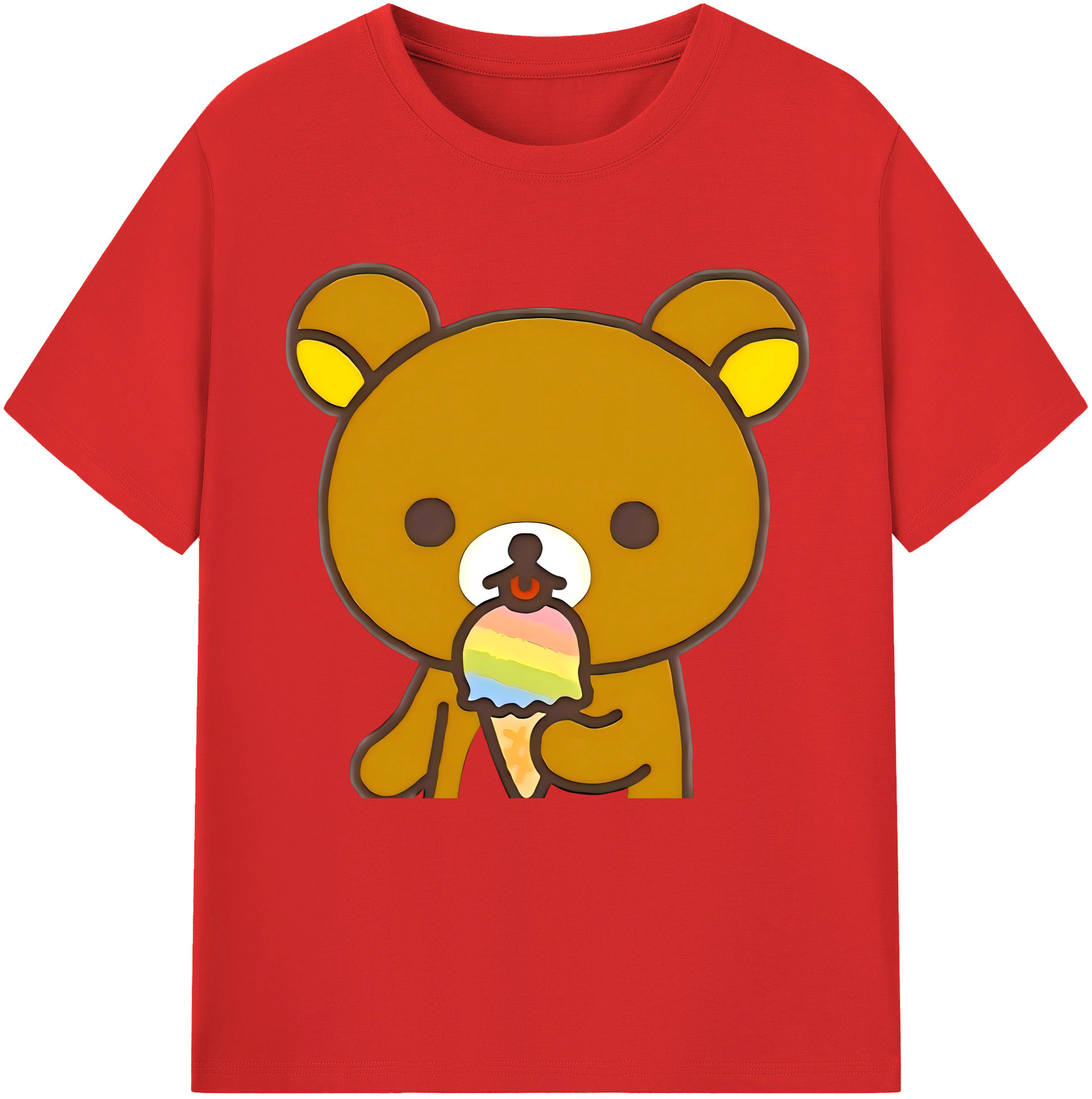 （画像用） リラックマ リラックマ キイロイトリ Rilakkuma Korilakkuma Kiiroitori 綿100％半袖Tシャツ（フロントプリント）