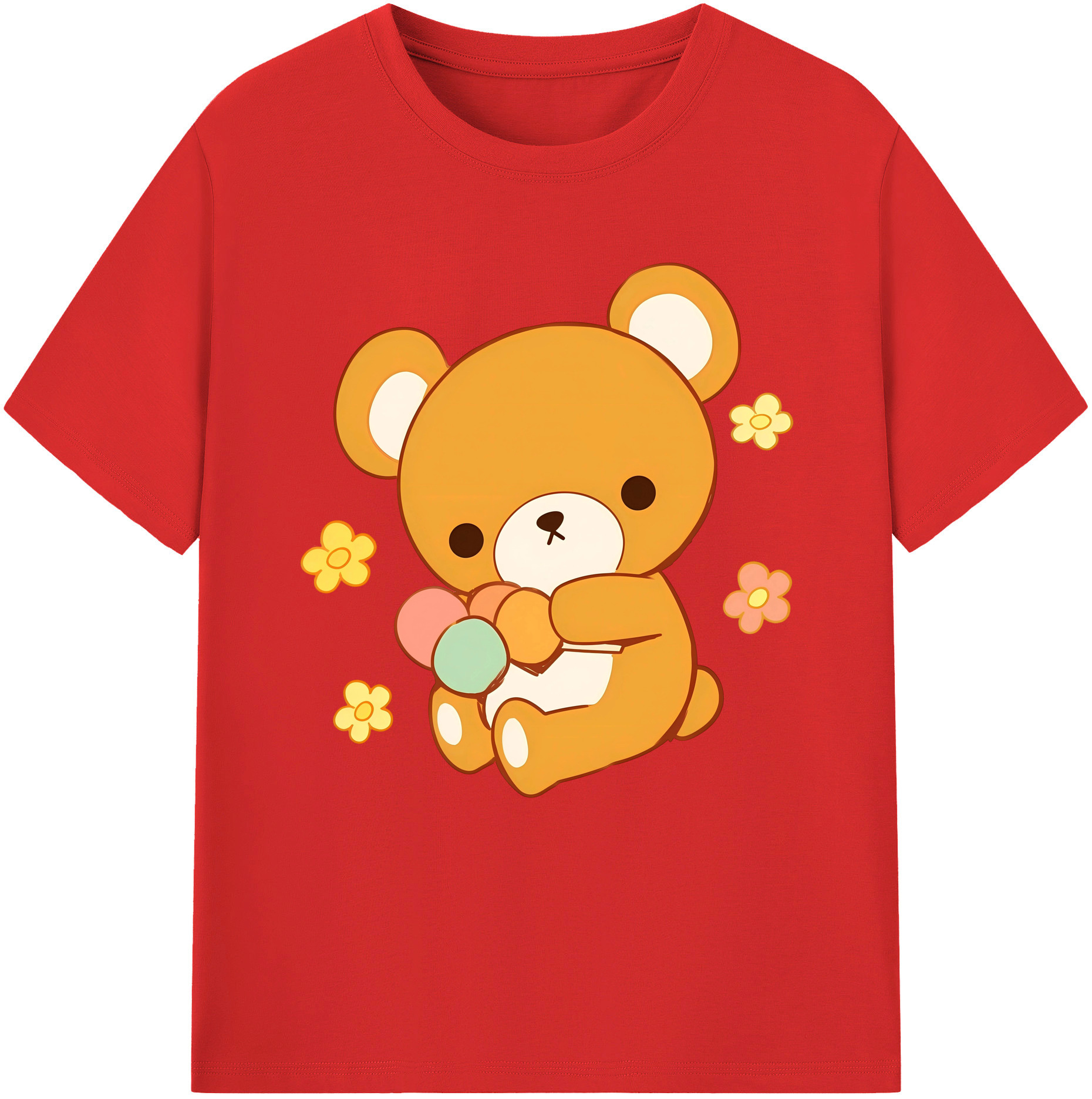 （画像用） リラックマ リラックマ キイロイトリ Rilakkuma Korilakkuma Kiiroitori 綿100％半袖Tシャツ（フロントプリント）