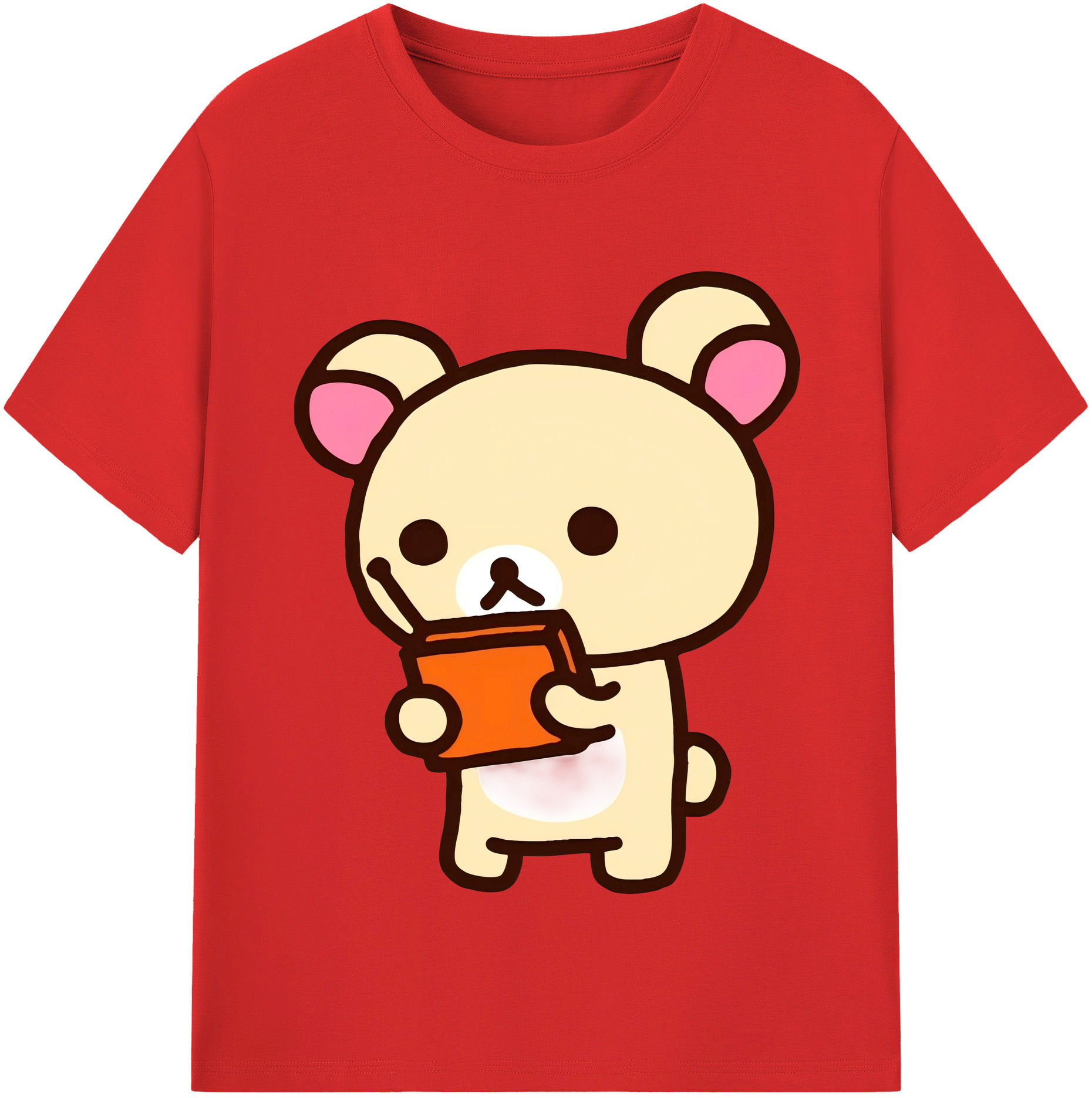 （画像用） リラックマ リラックマ キイロイトリ Rilakkuma Korilakkuma Kiiroitori 綿100％半袖Tシャツ（フロントプリント）