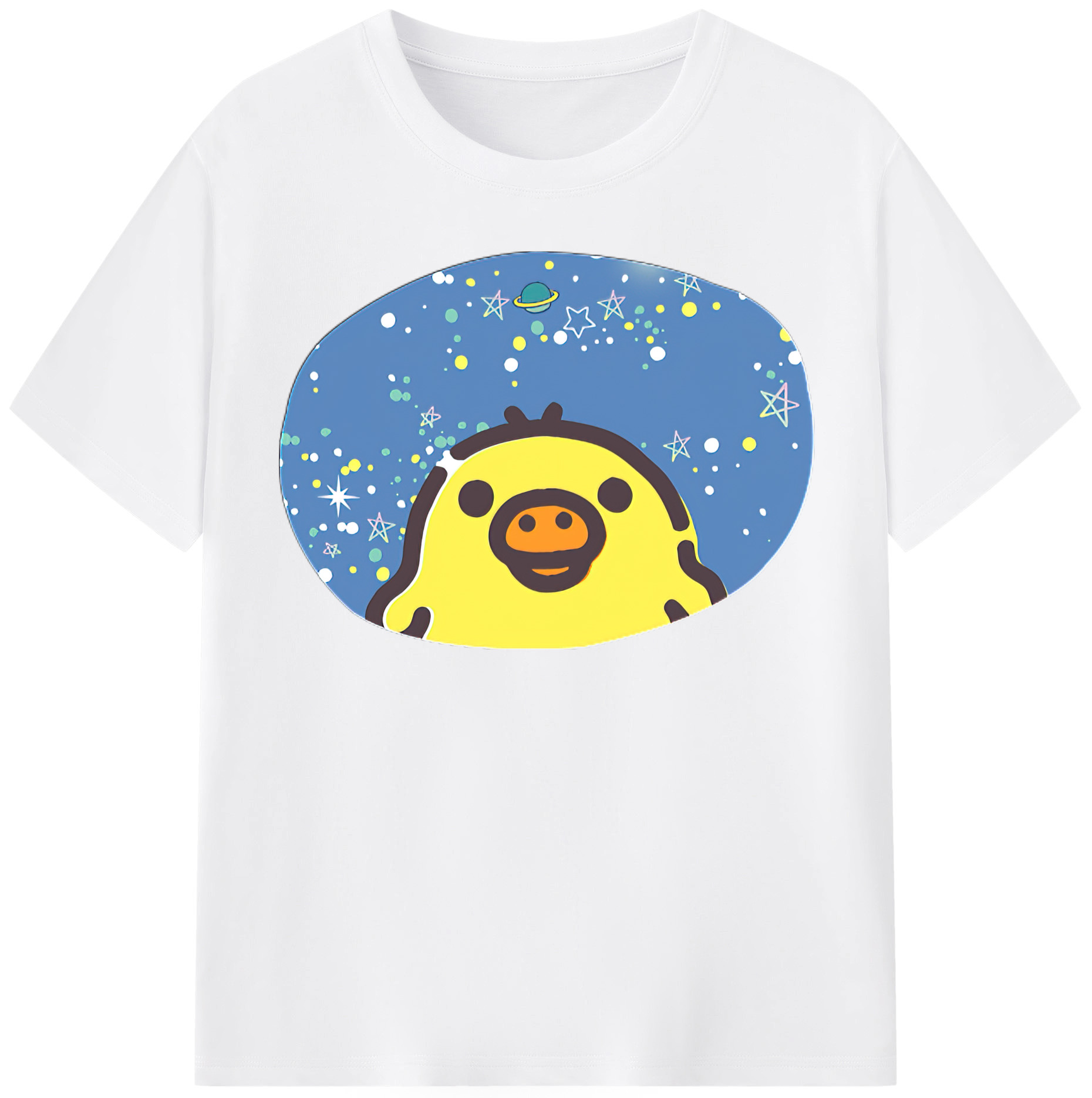 （画像用） リラックマ リラックマ キイロイトリ Rilakkuma Korilakkuma Kiiroitori 綿100％半袖Tシャツ（フロントプリント）
