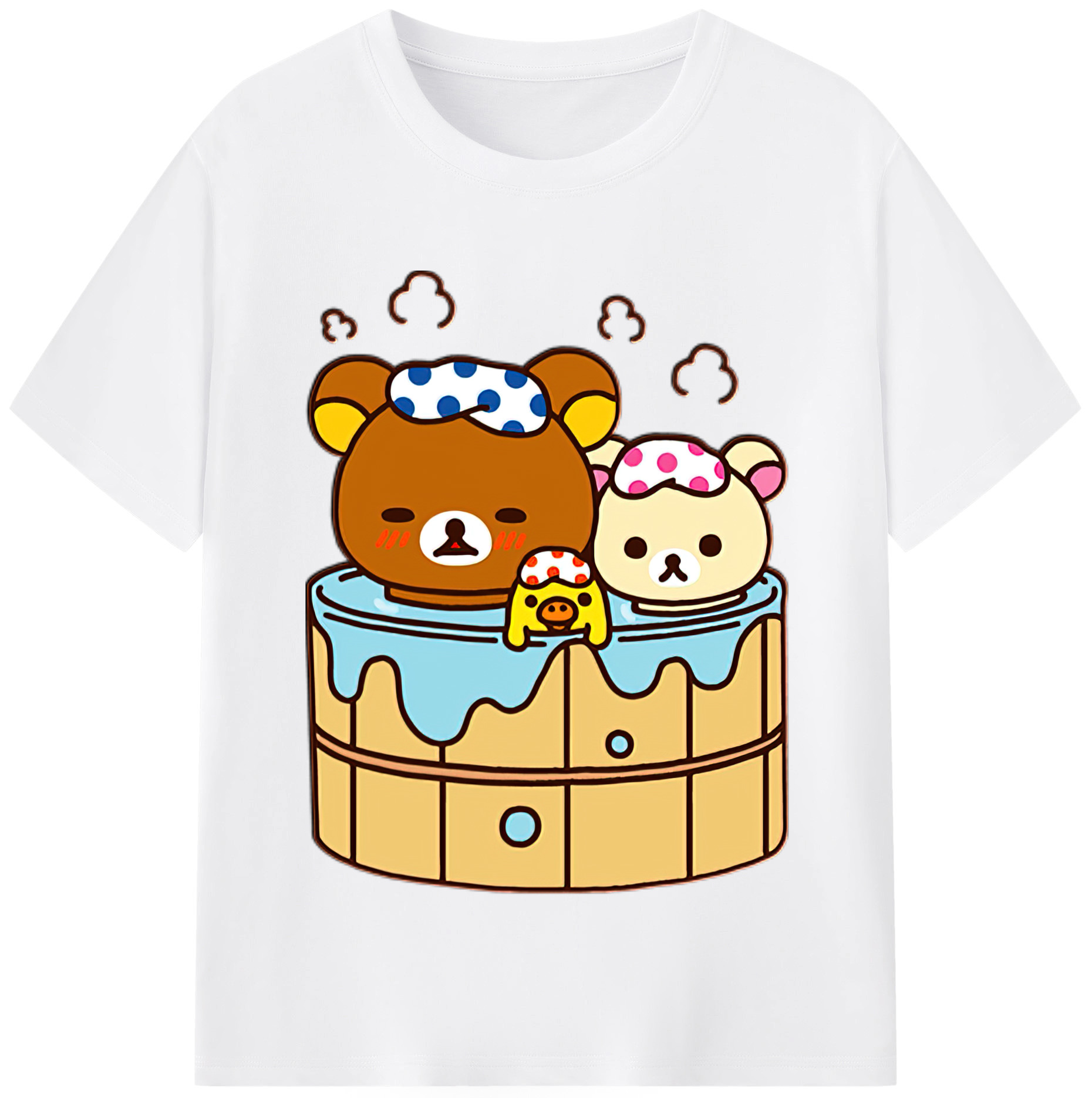 （画像用） リラックマ リラックマ キイロイトリ Rilakkuma Korilakkuma Kiiroitori 綿100％半袖Tシャツ（フロントプリント）