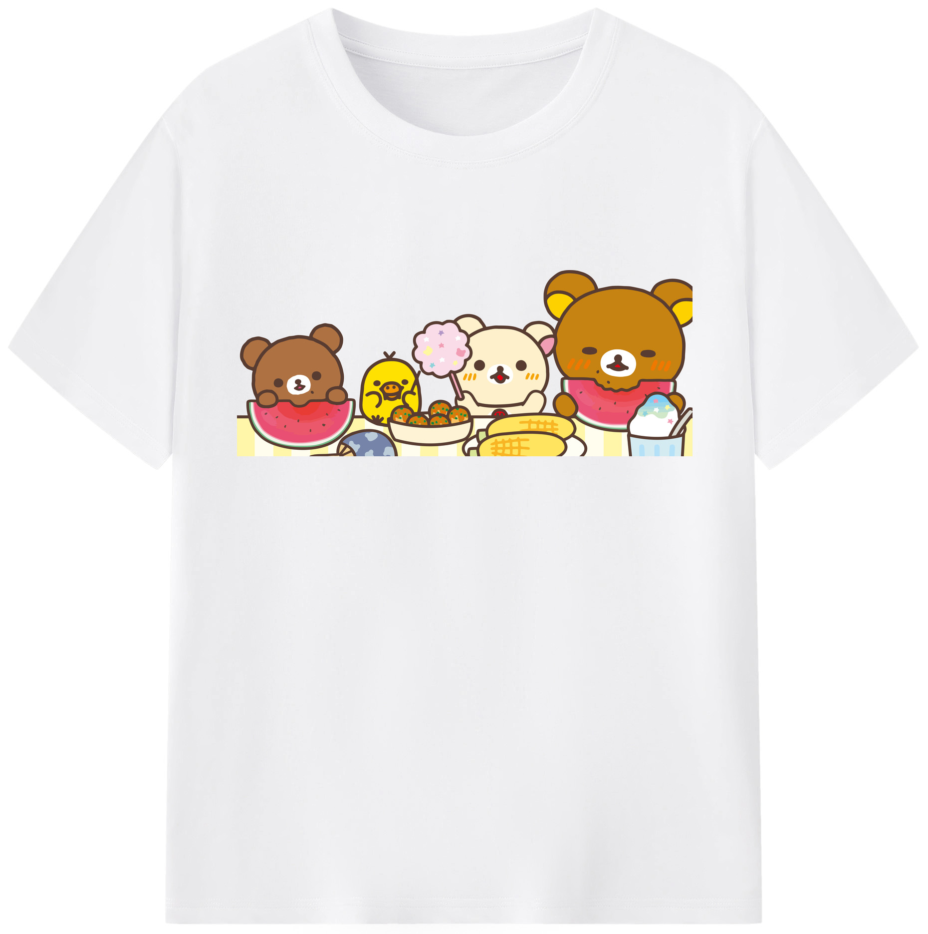 （画像用） リラックマ リラックマ キイロイトリ Rilakkuma Korilakkuma Kiiroitori 綿100％半袖Tシャツ（フロントプリント）