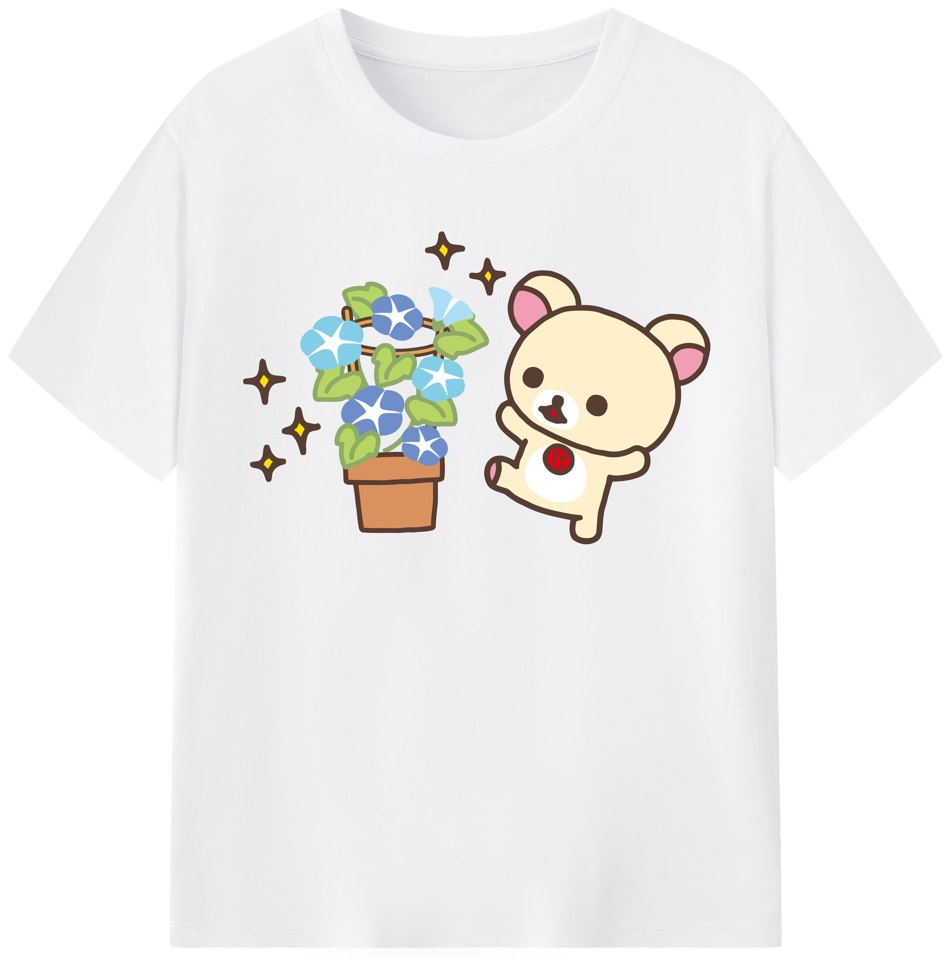 （画像用） リラックマ リラックマ キイロイトリ Rilakkuma Korilakkuma Kiiroitori 綿100％半袖Tシャツ（フロントプリント）