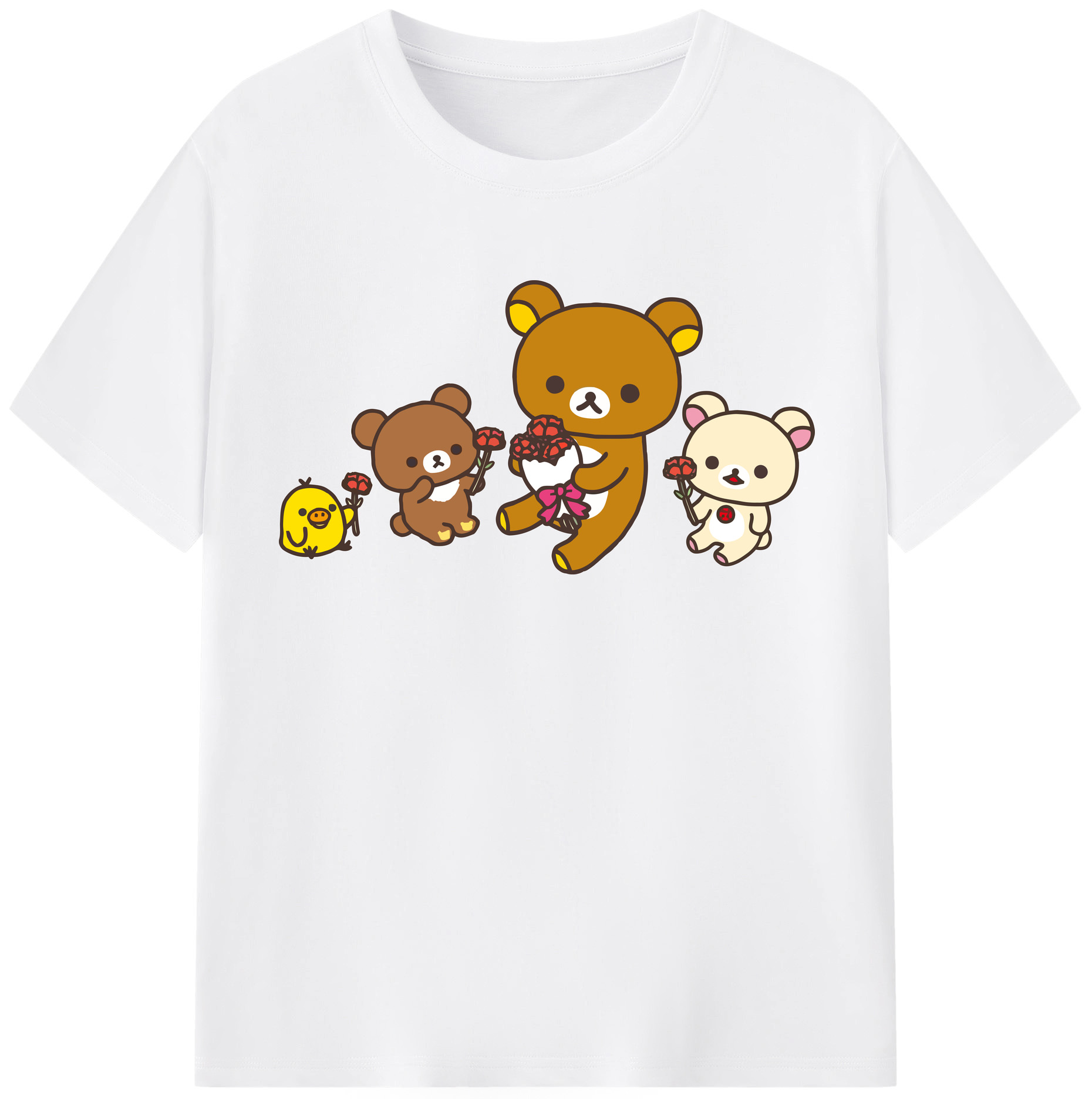 （画像用） リラックマ リラックマ キイロイトリ Rilakkuma Korilakkuma Kiiroitori 綿100％半袖Tシャツ（フロントプリント）