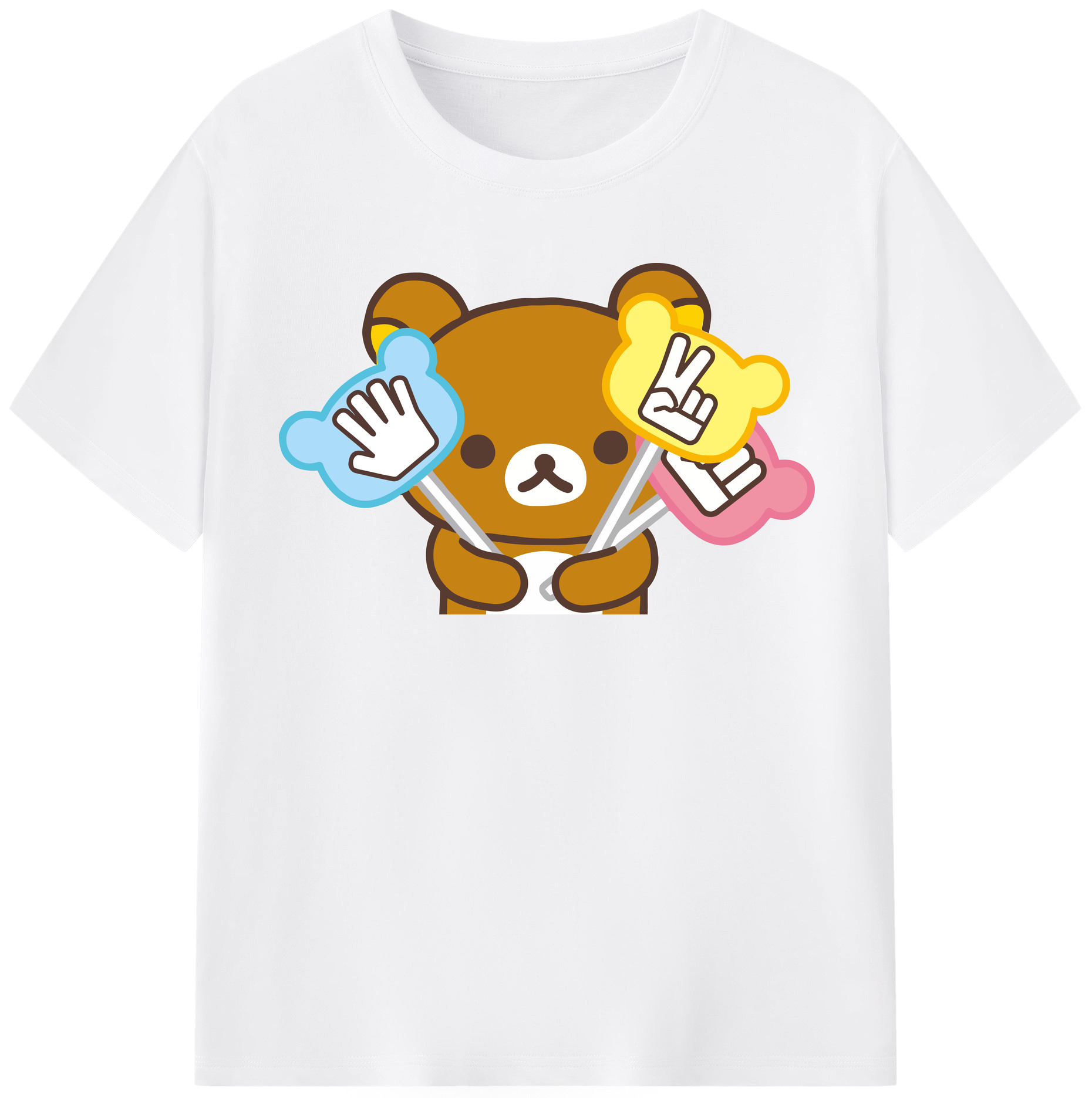 （画像用） リラックマ リラックマ キイロイトリ Rilakkuma Korilakkuma Kiiroitori 綿100％半袖Tシャツ（フロントプリント）