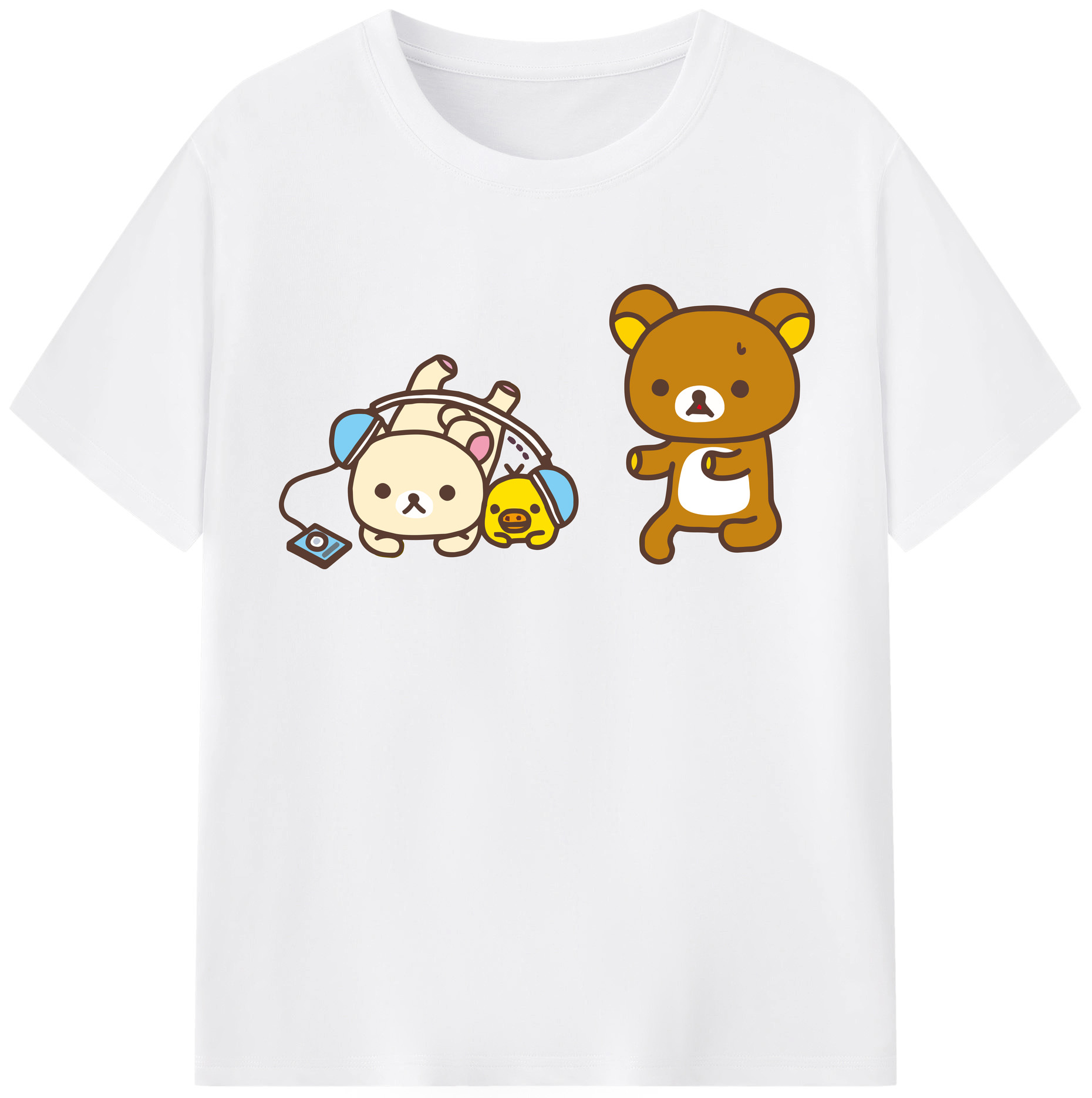 （画像用） リラックマ リラックマ キイロイトリ Rilakkuma Korilakkuma Kiiroitori 綿100％半袖Tシャツ（フロントプリント）