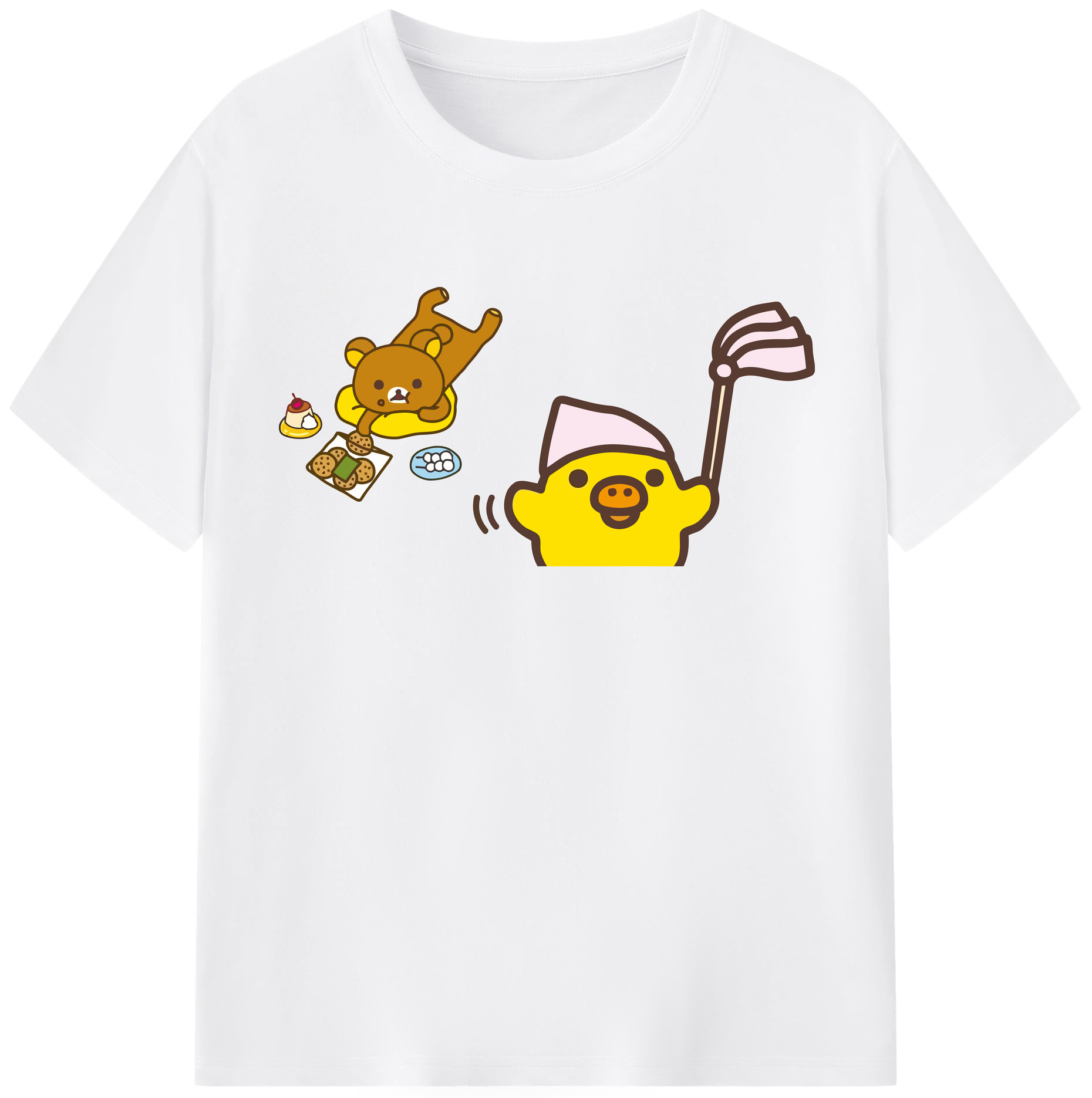 （画像用） リラックマ リラックマ キイロイトリ Rilakkuma Korilakkuma Kiiroitori 綿100％半袖Tシャツ（フロントプリント）