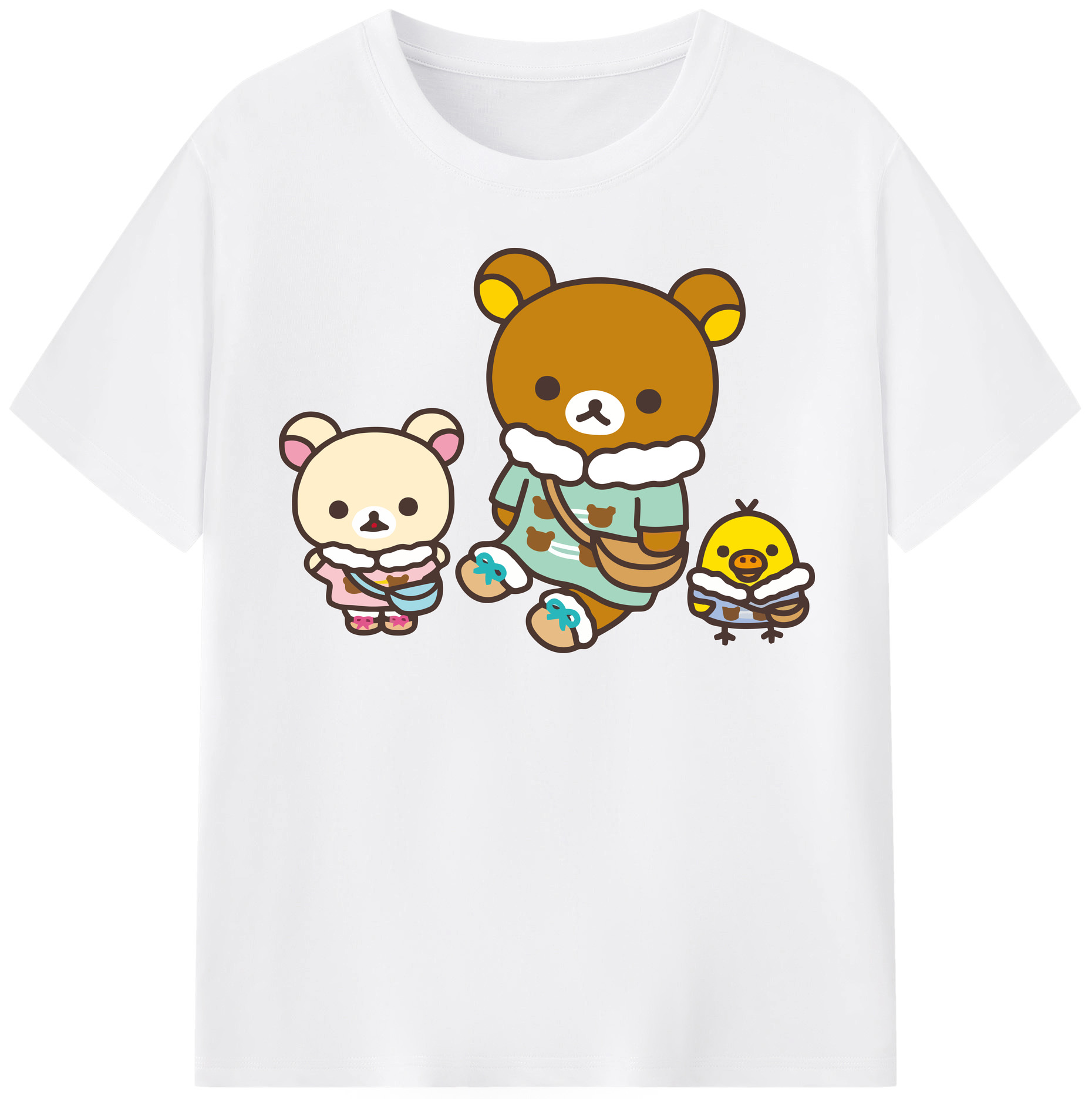 （画像用） リラックマ リラックマ キイロイトリ Rilakkuma Korilakkuma Kiiroitori 綿100％半袖Tシャツ（フロントプリント）