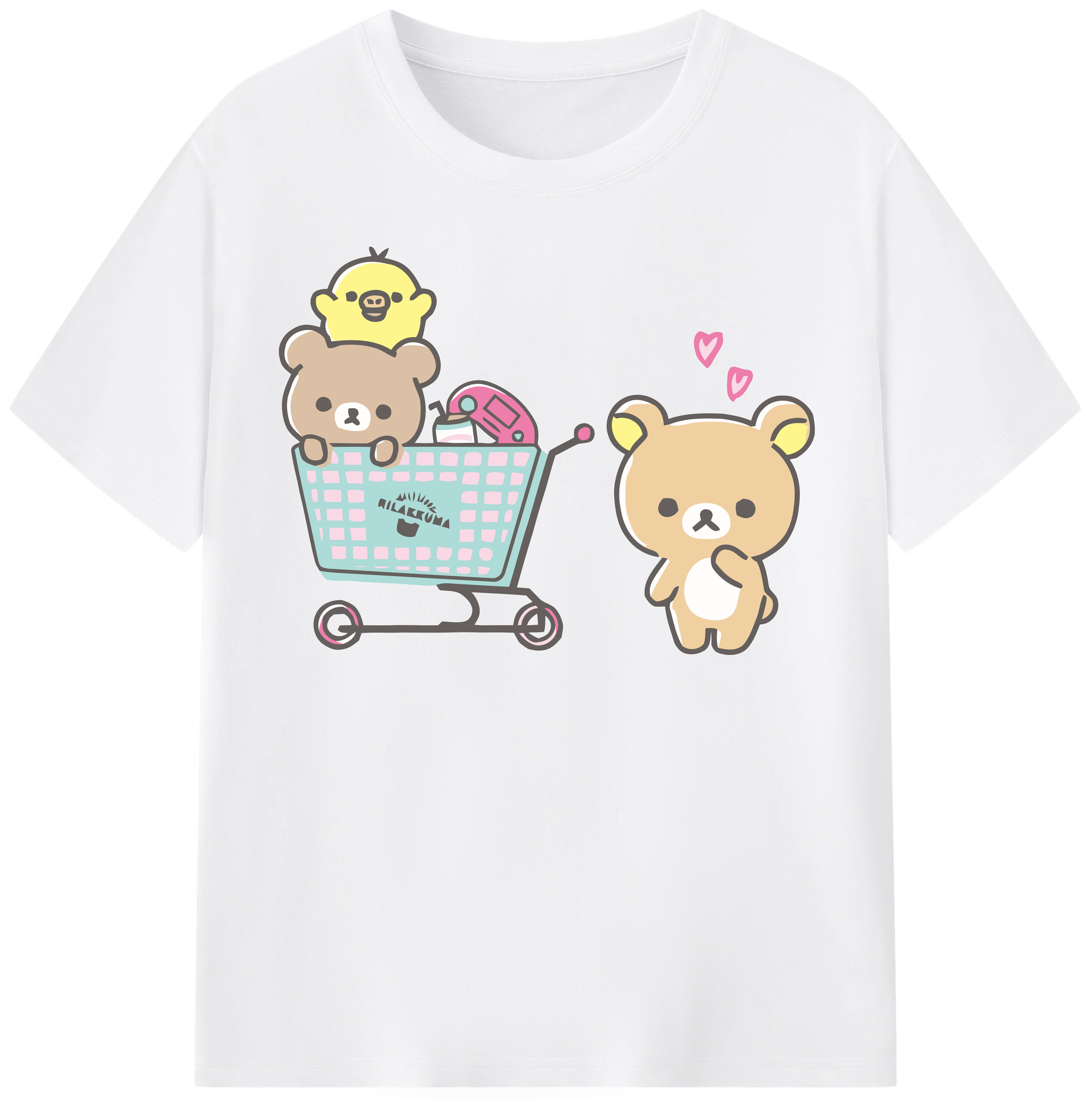 （画像用） リラックマ リラックマ キイロイトリ Rilakkuma Korilakkuma Kiiroitori 綿100％半袖Tシャツ（フロントプリント）