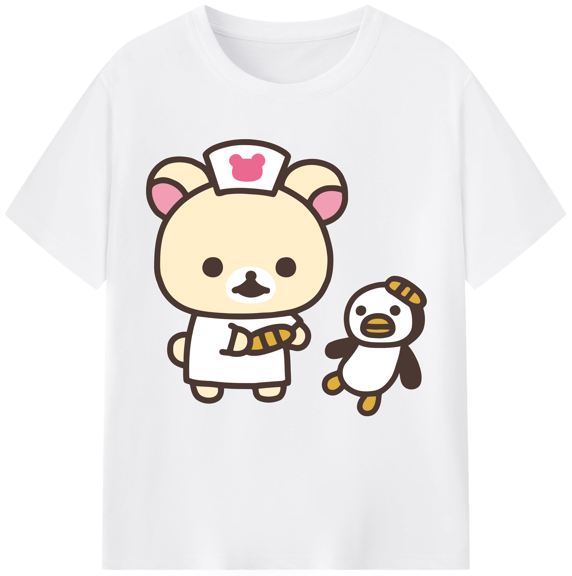 （画像用） リラックマ リラックマ キイロイトリ Rilakkuma Korilakkuma Kiiroitori 綿100％半袖Tシャツ（フロントプリント）