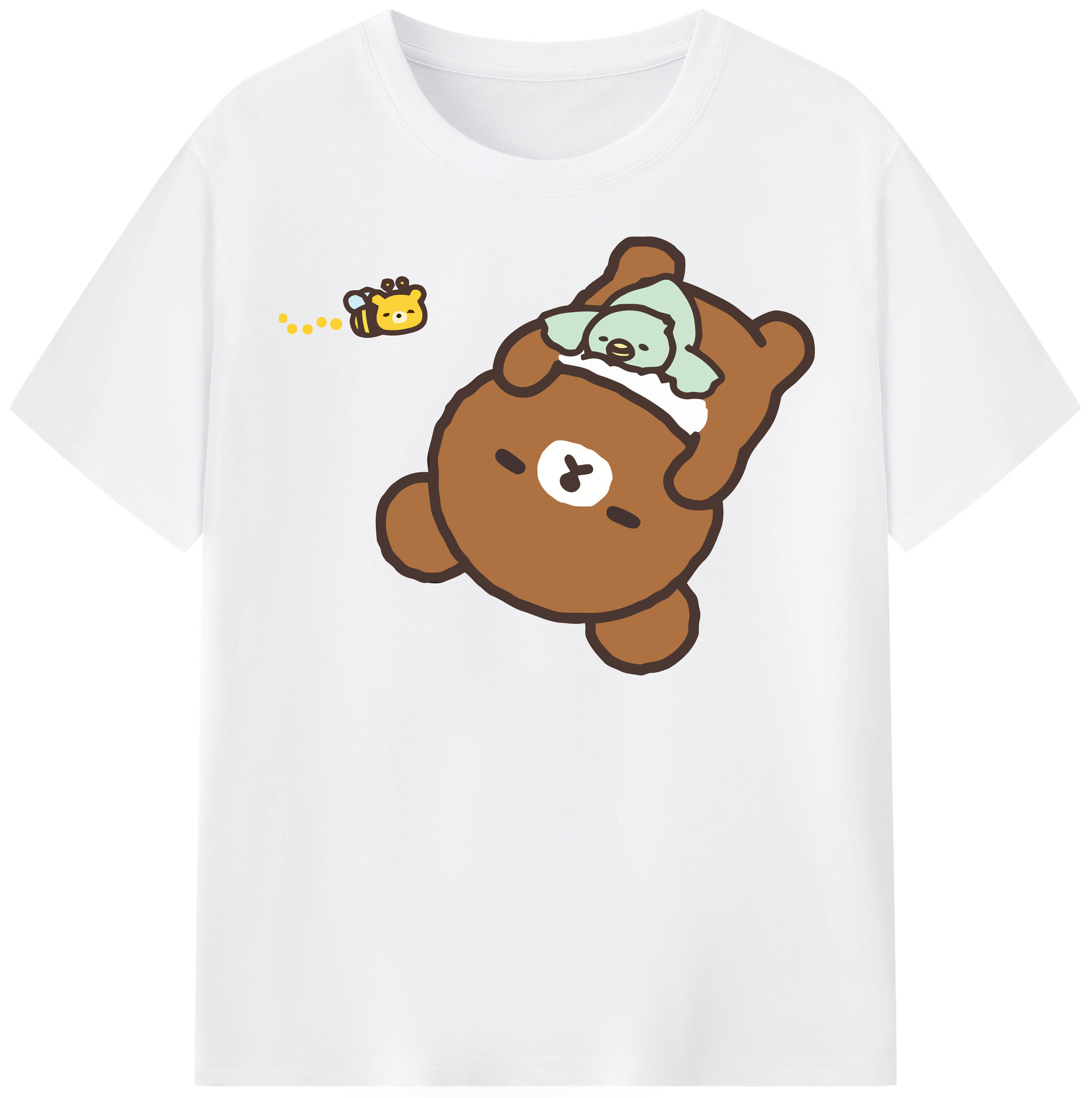 （画像用） リラックマ リラックマ キイロイトリ Rilakkuma Korilakkuma Kiiroitori 綿100％半袖Tシャツ（フロントプリント）