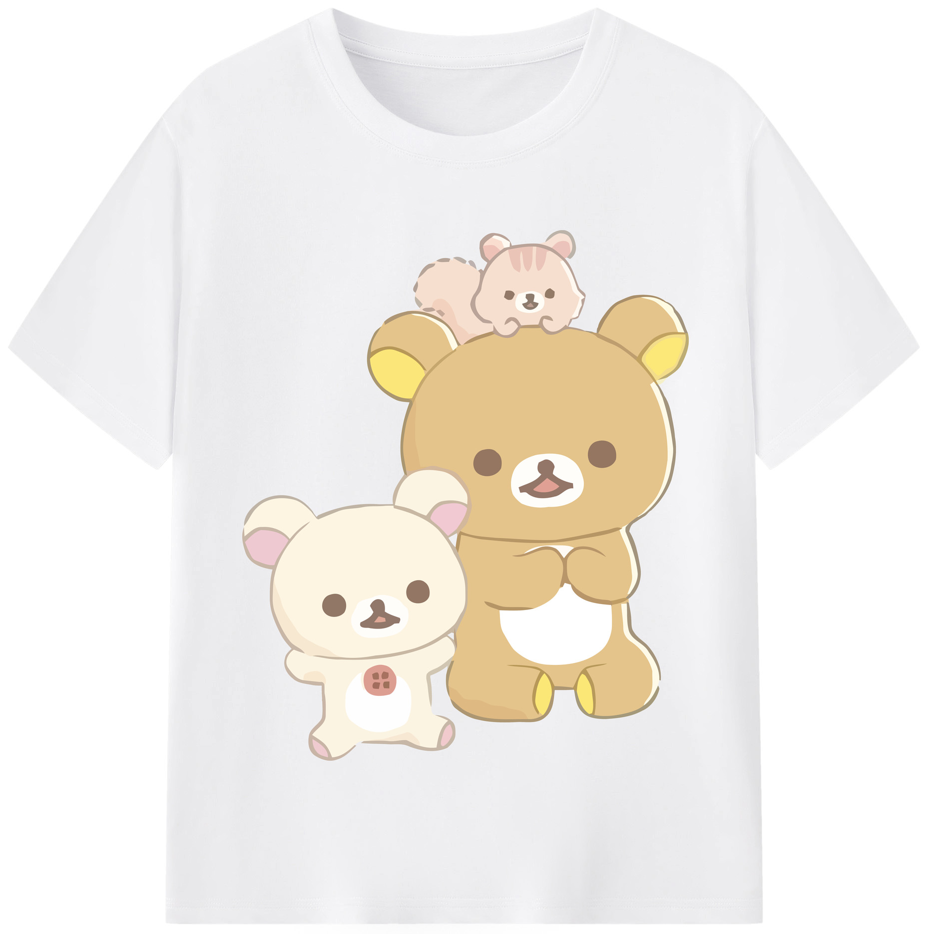 （画像用） リラックマ リラックマ キイロイトリ Rilakkuma Korilakkuma Kiiroitori 綿100％半袖Tシャツ（フロントプリント）