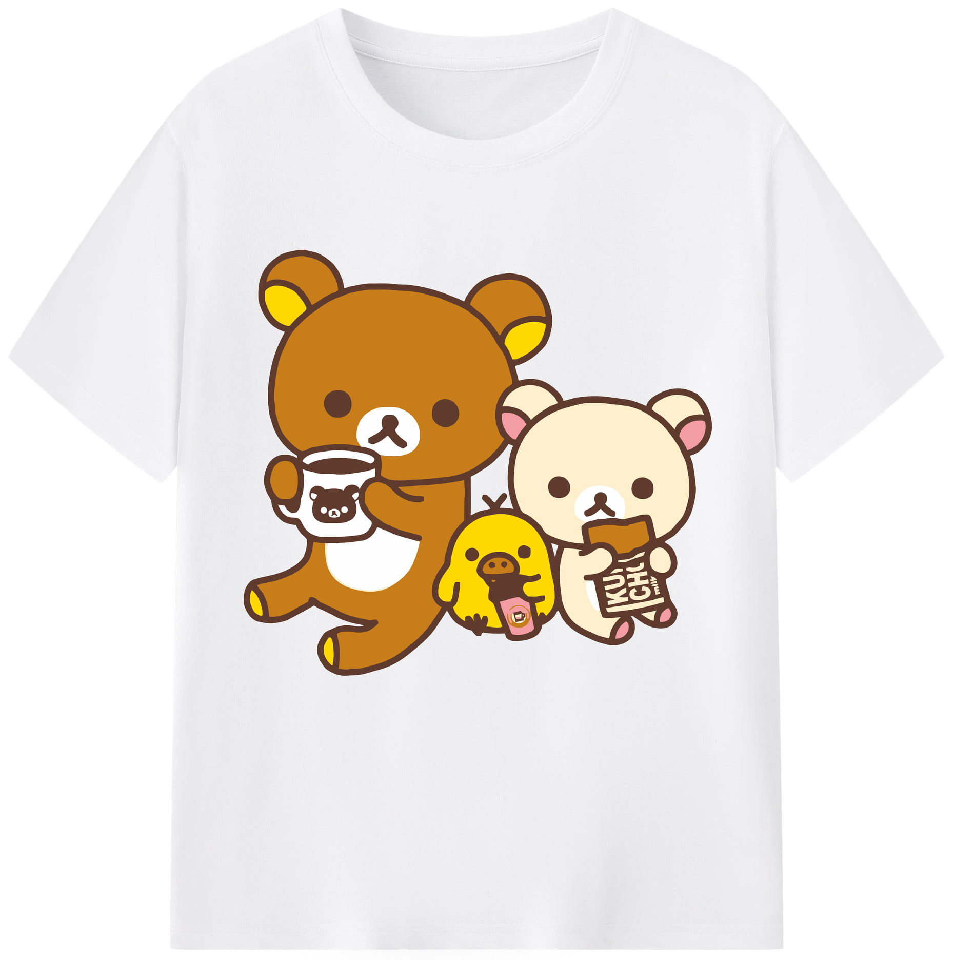 （画像用） リラックマ リラックマ キイロイトリ Rilakkuma Korilakkuma Kiiroitori 綿100％半袖Tシャツ（フロントプリント）