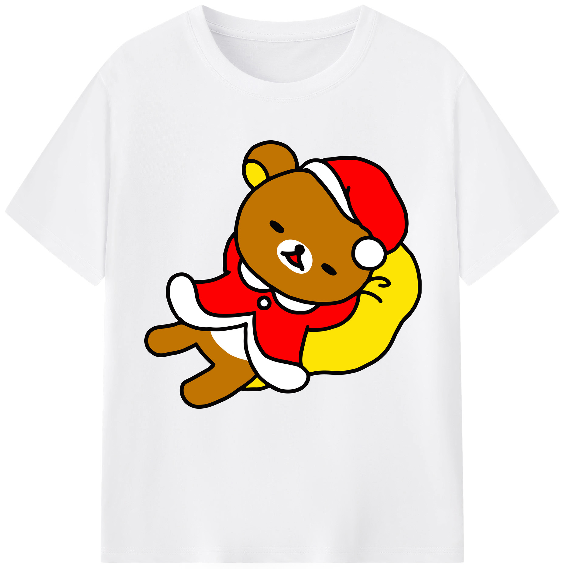 （画像用） リラックマ リラックマ キイロイトリ Rilakkuma Korilakkuma Kiiroitori 綿100％半袖Tシャツ（フロントプリント）