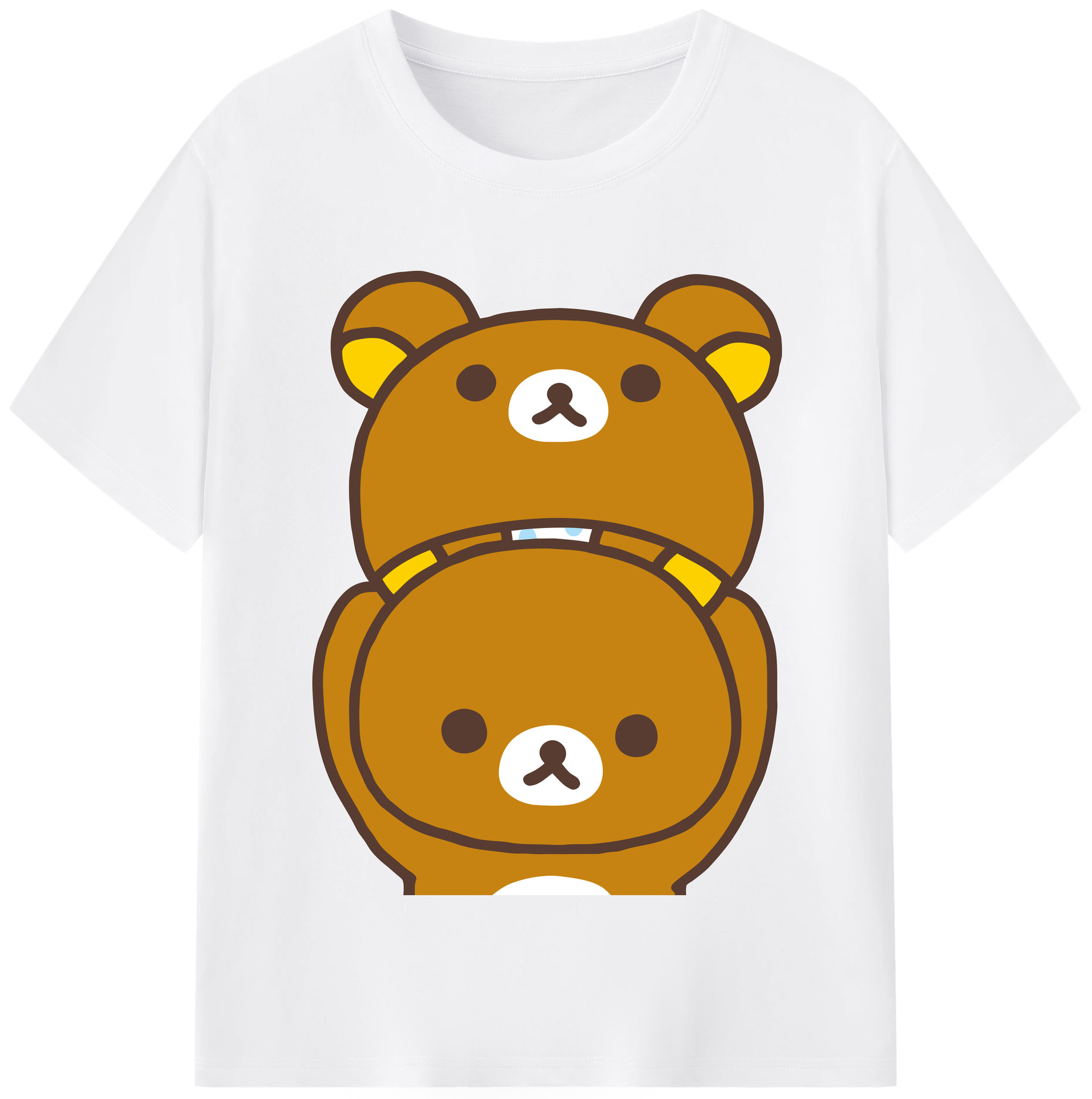 （画像用） リラックマ リラックマ キイロイトリ Rilakkuma Korilakkuma Kiiroitori 綿100％半袖Tシャツ（フロントプリント）