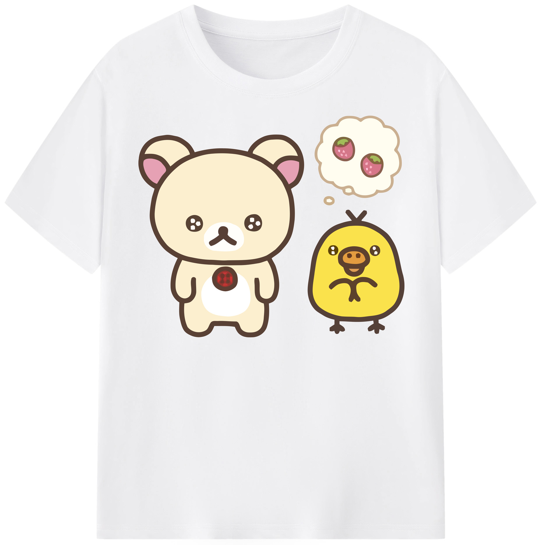 （画像用） リラックマ リラックマ キイロイトリ Rilakkuma Korilakkuma Kiiroitori 綿100％半袖Tシャツ（フロントプリント）