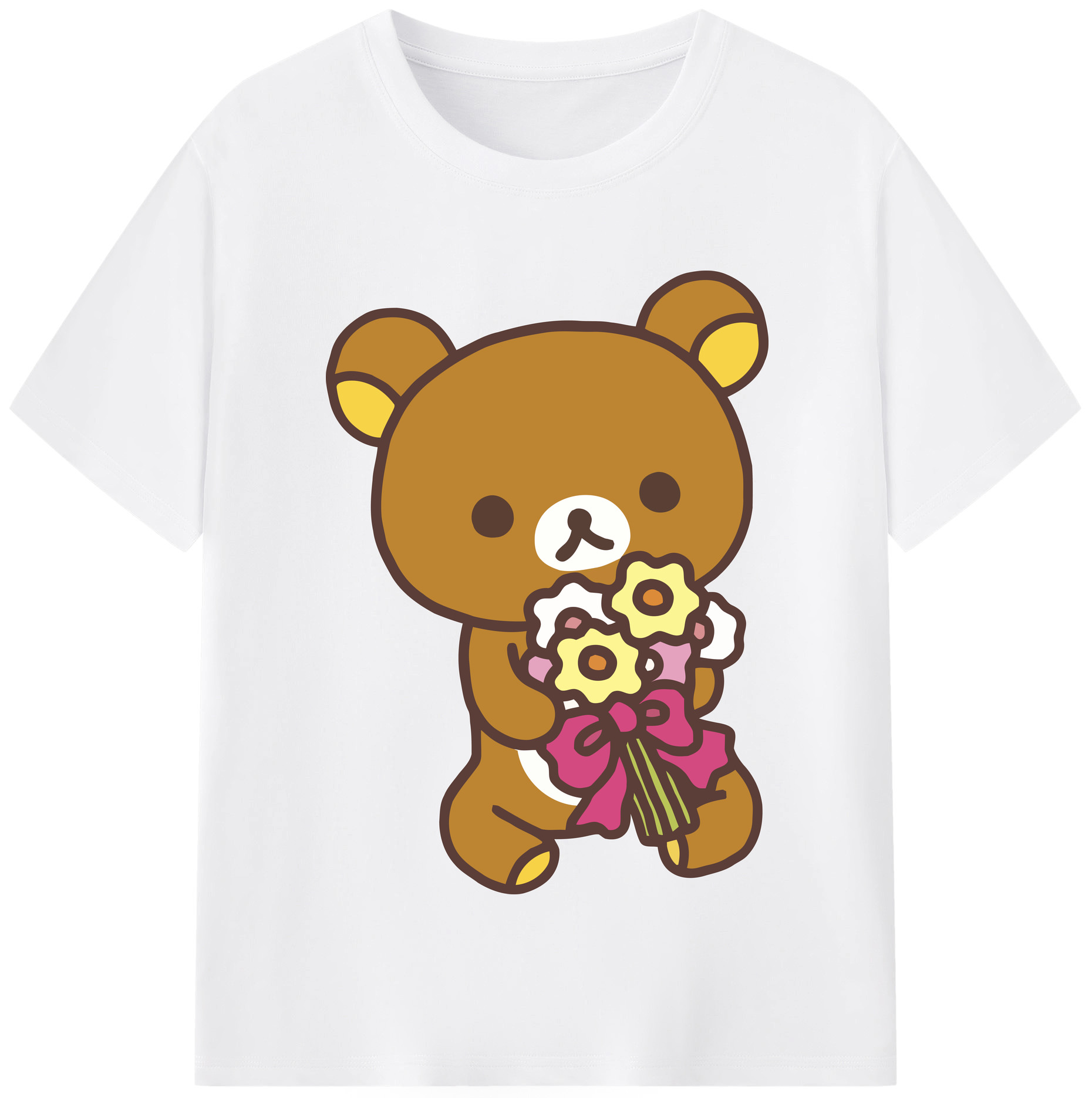 （画像用） リラックマ リラックマ キイロイトリ Rilakkuma Korilakkuma Kiiroitori 綿100％半袖Tシャツ（フロントプリント）