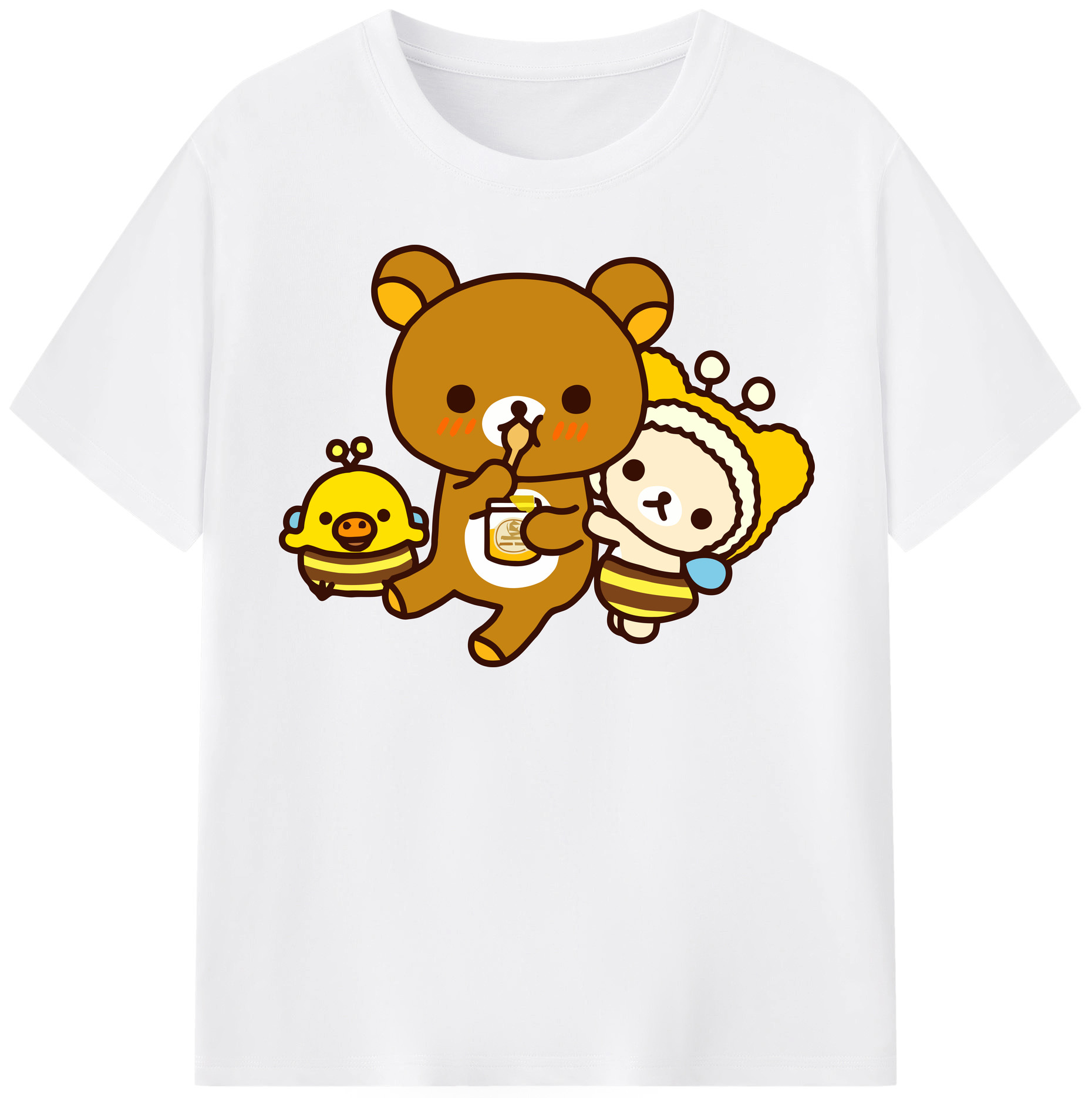 （画像用） リラックマ リラックマ キイロイトリ Rilakkuma Korilakkuma Kiiroitori 綿100％半袖Tシャツ（フロントプリント）
