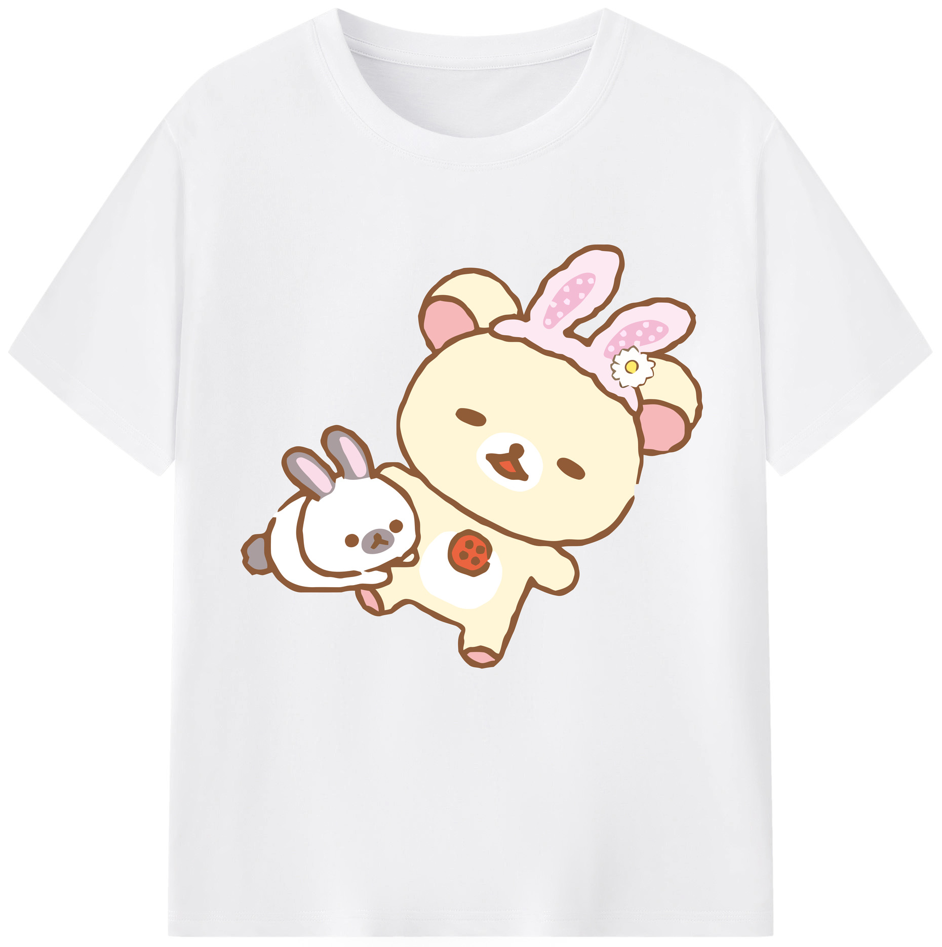 （画像用） リラックマ リラックマ キイロイトリ Rilakkuma Korilakkuma Kiiroitori 綿100％半袖Tシャツ（フロントプリント）