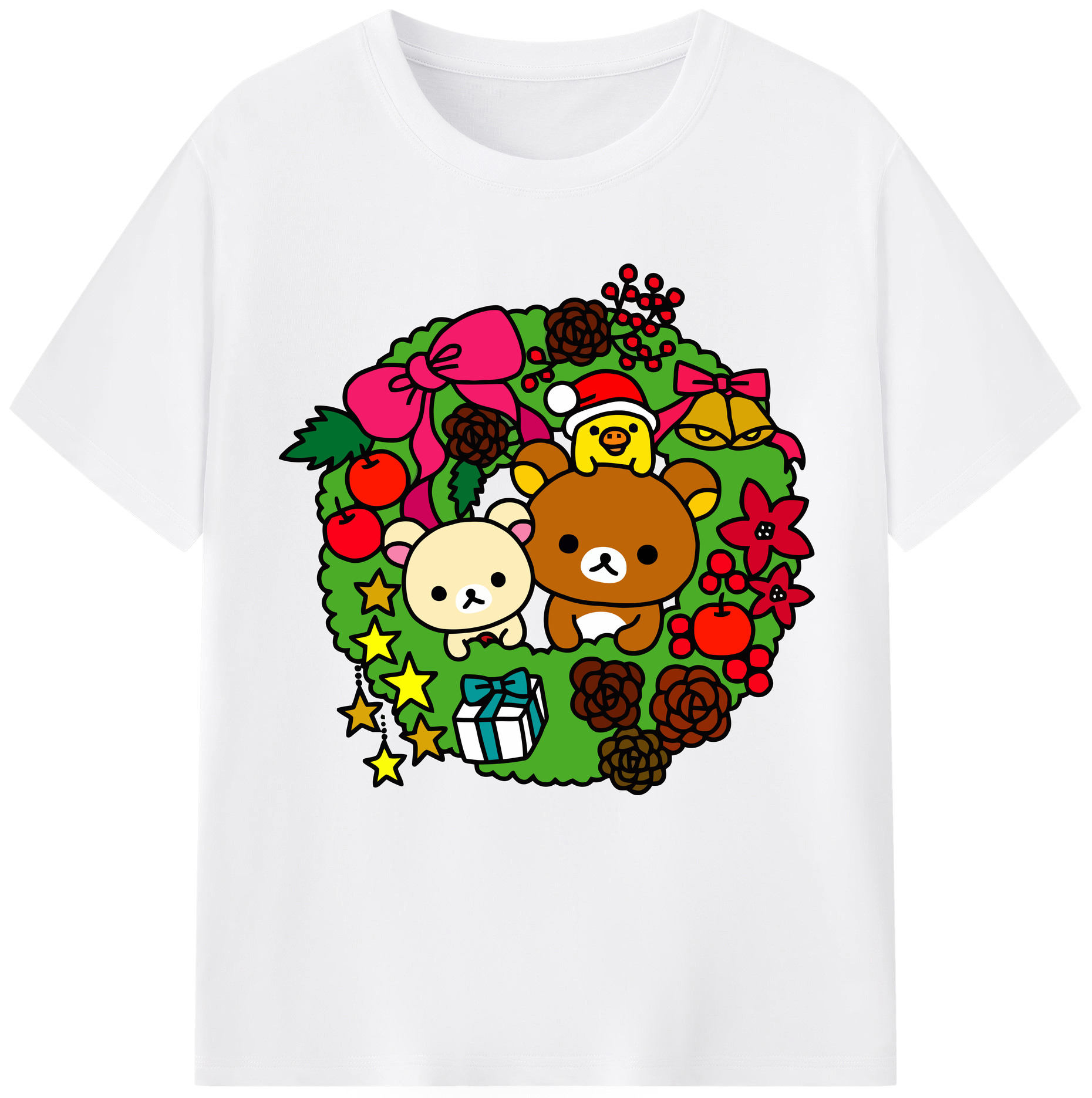 （画像用） リラックマ リラックマ キイロイトリ Rilakkuma Korilakkuma Kiiroitori 綿100％半袖Tシャツ（フロントプリント）