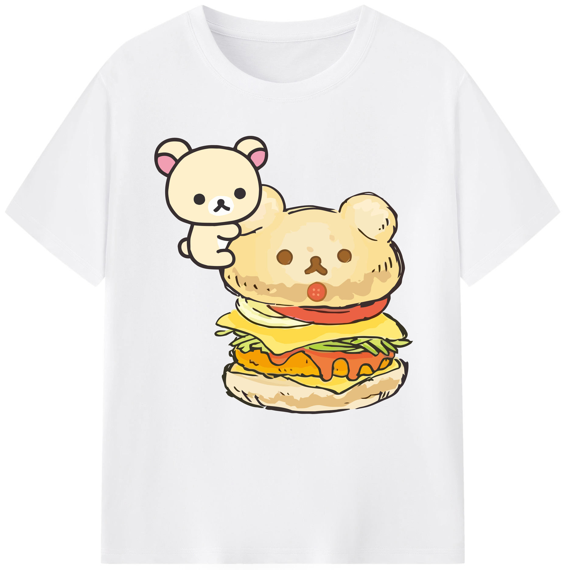 （画像用） リラックマ リラックマ キイロイトリ Rilakkuma Korilakkuma Kiiroitori 綿100％半袖Tシャツ（フロントプリント）