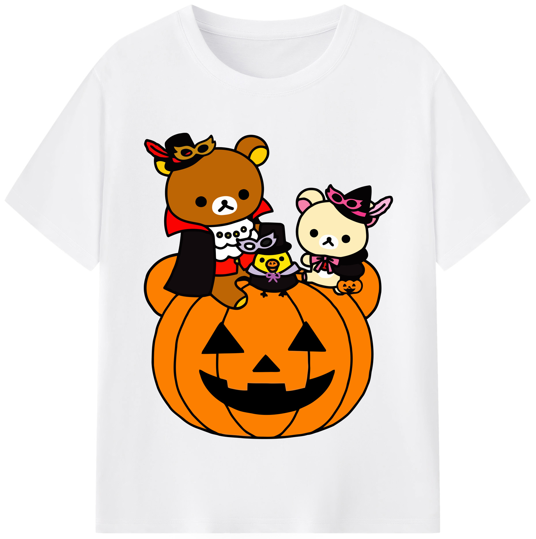 （画像用） リラックマ リラックマ キイロイトリ Rilakkuma Korilakkuma Kiiroitori 綿100％半袖Tシャツ（フロントプリント）