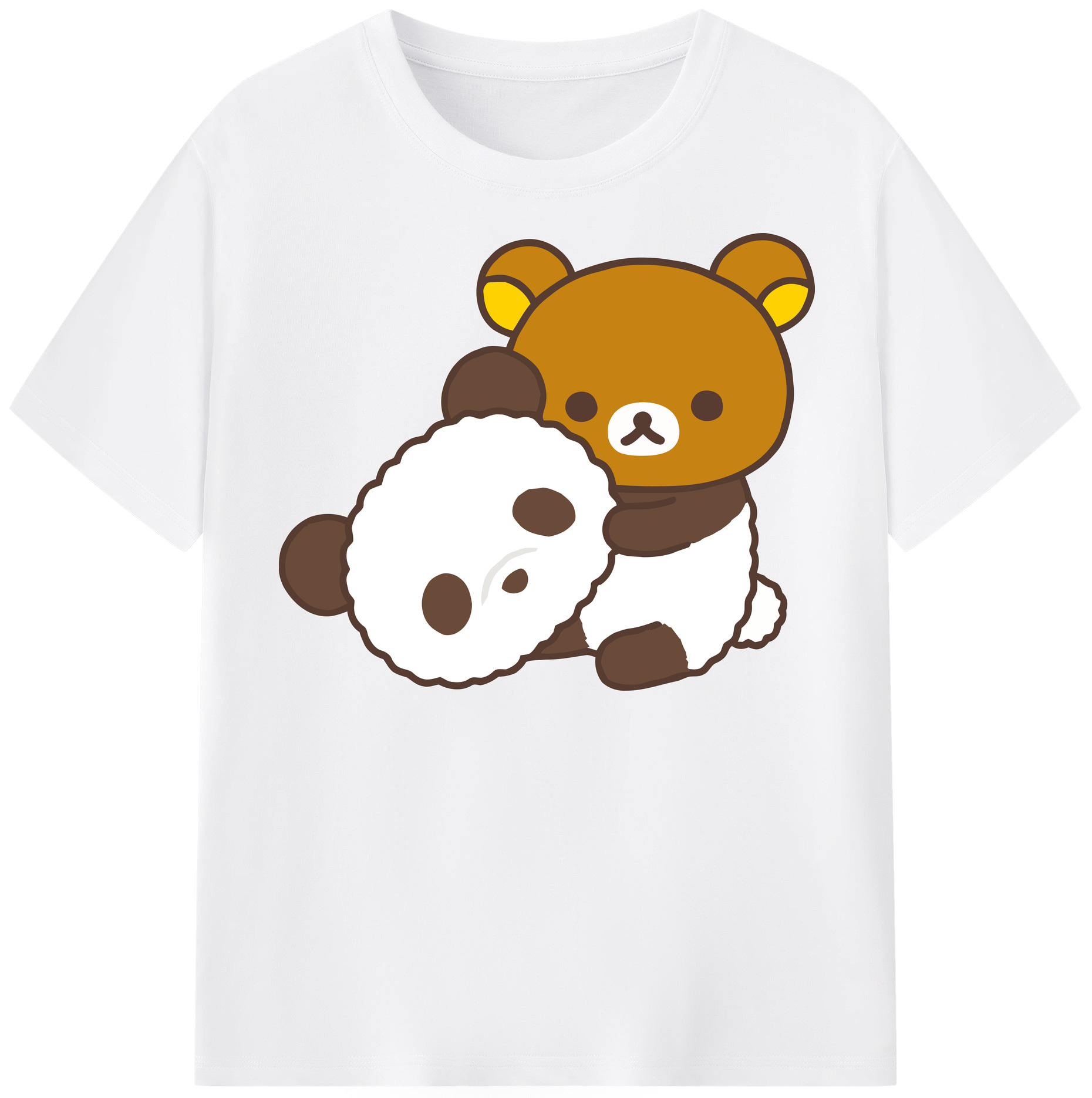 （画像用） リラックマ リラックマ キイロイトリ Rilakkuma Korilakkuma Kiiroitori 綿100％半袖Tシャツ（フロントプリント）
