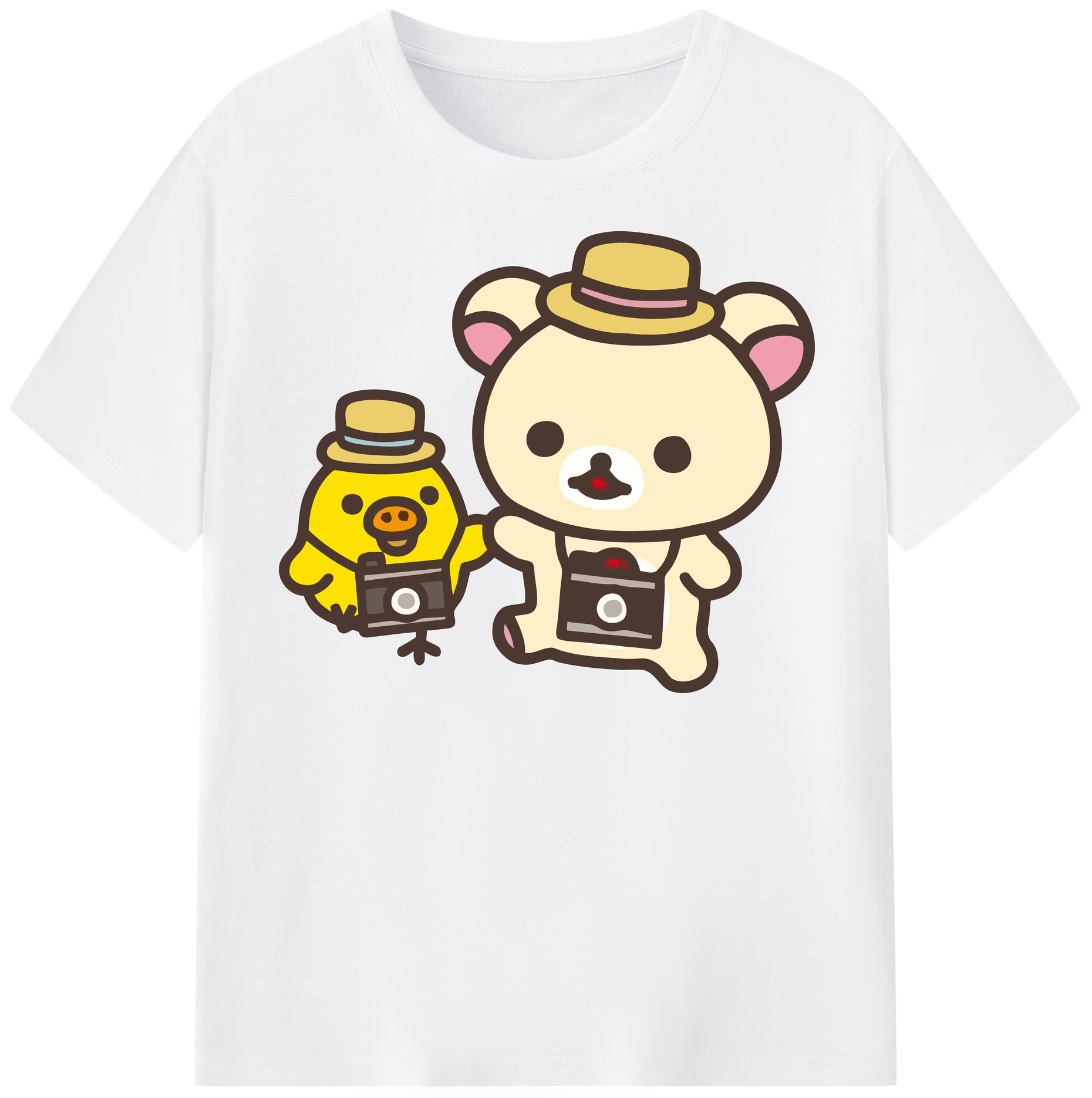 （画像用） リラックマ リラックマ キイロイトリ Rilakkuma Korilakkuma Kiiroitori 綿100％半袖Tシャツ（フロントプリント）