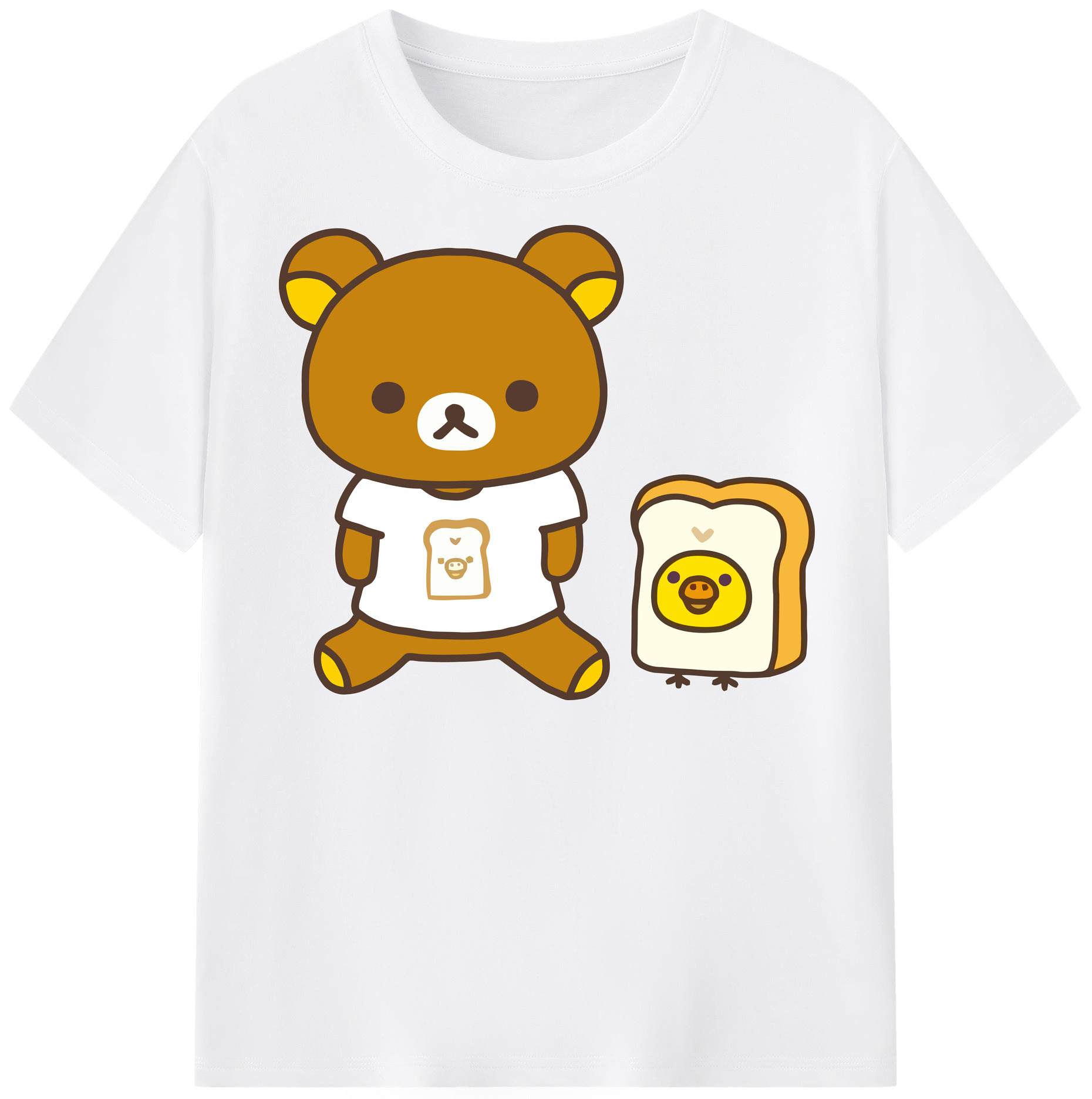 （画像用） リラックマ リラックマ キイロイトリ Rilakkuma Korilakkuma Kiiroitori 綿100％半袖Tシャツ（フロントプリント）