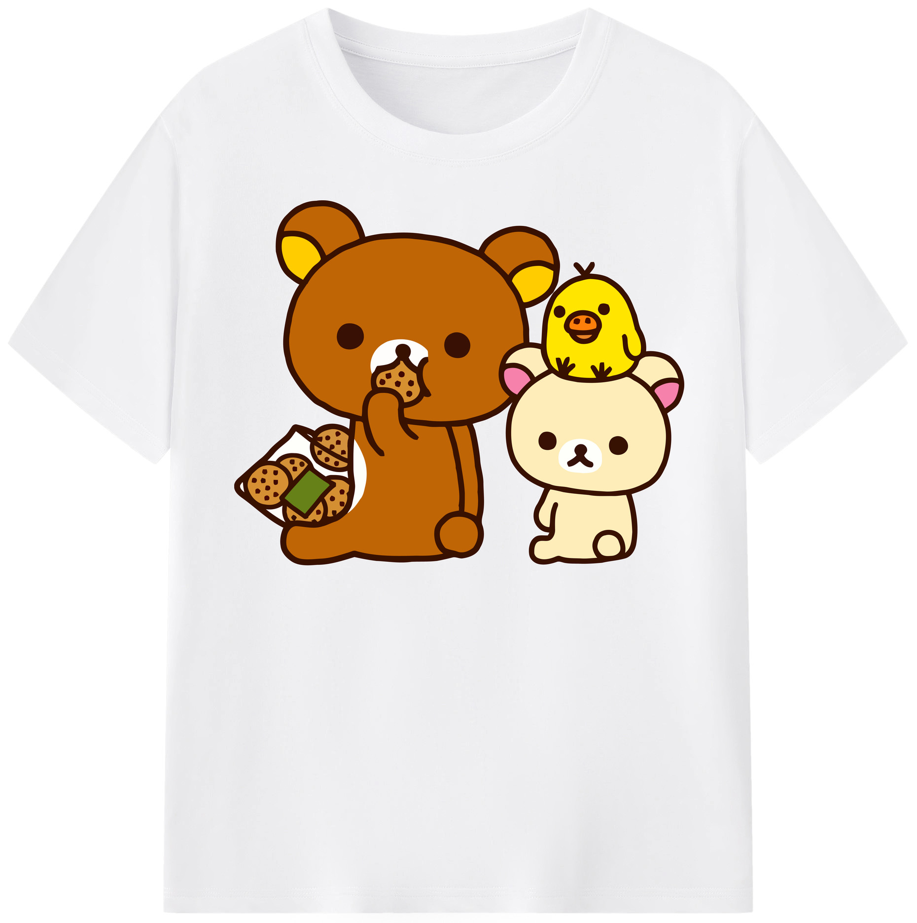 （画像用） リラックマ リラックマ キイロイトリ Rilakkuma Korilakkuma Kiiroitori 綿100％半袖Tシャツ（フロントプリント）