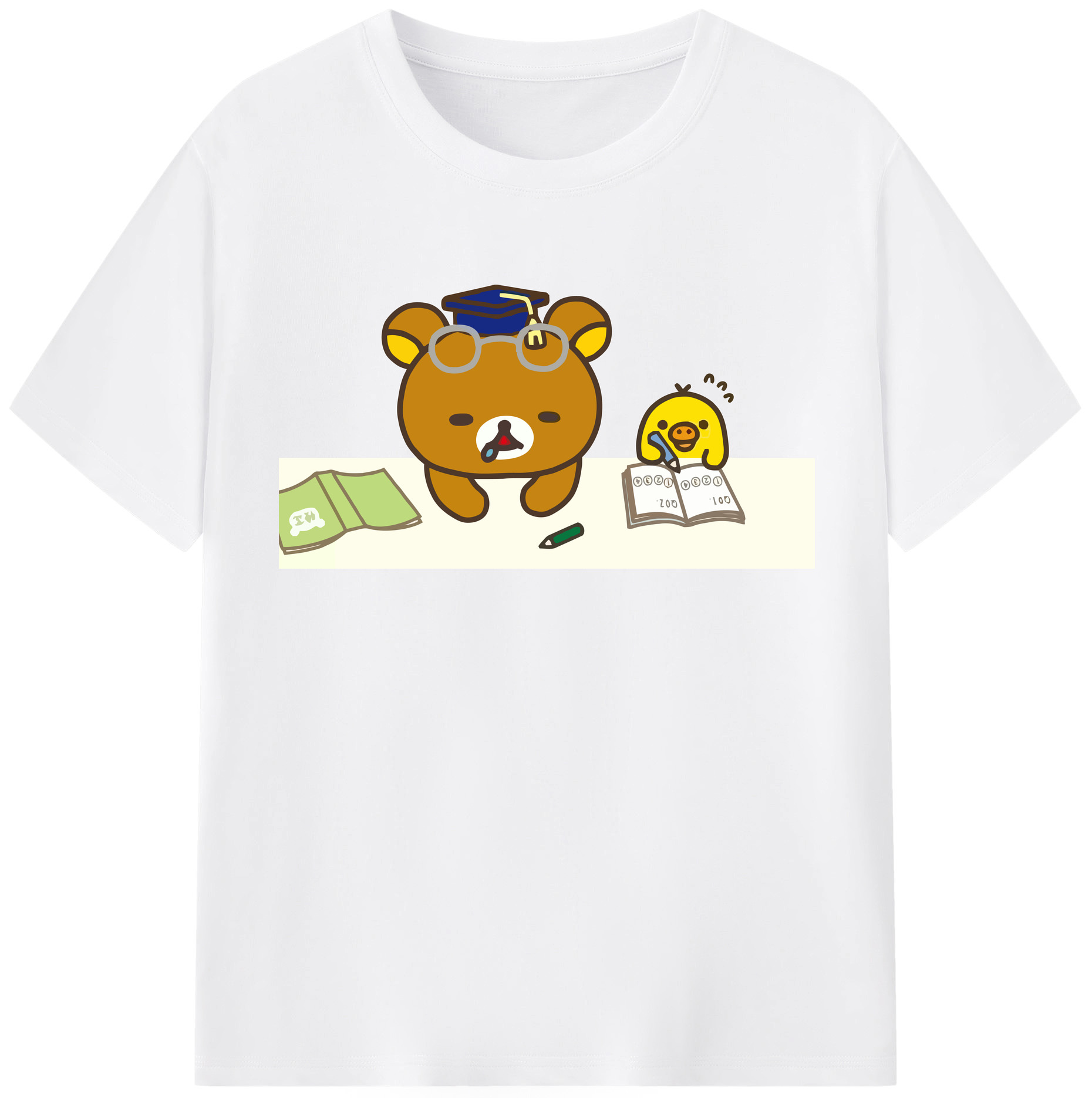（画像用） リラックマ リラックマ キイロイトリ Rilakkuma Korilakkuma Kiiroitori 綿100％半袖Tシャツ（フロントプリント）
