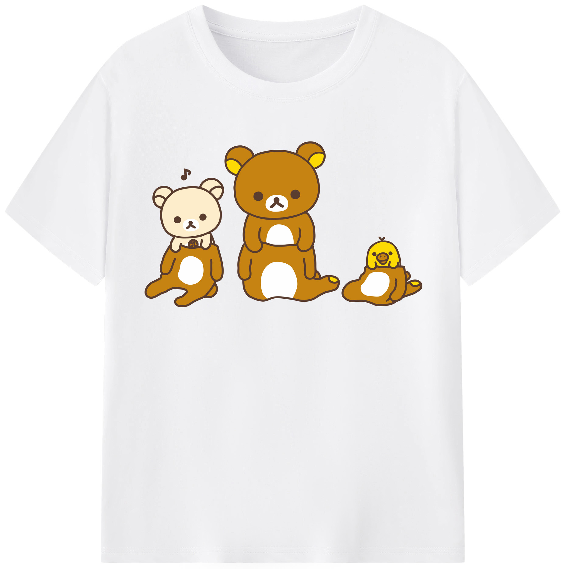 （画像用） リラックマ リラックマ キイロイトリ Rilakkuma Korilakkuma Kiiroitori 綿100％半袖Tシャツ（フロントプリント）